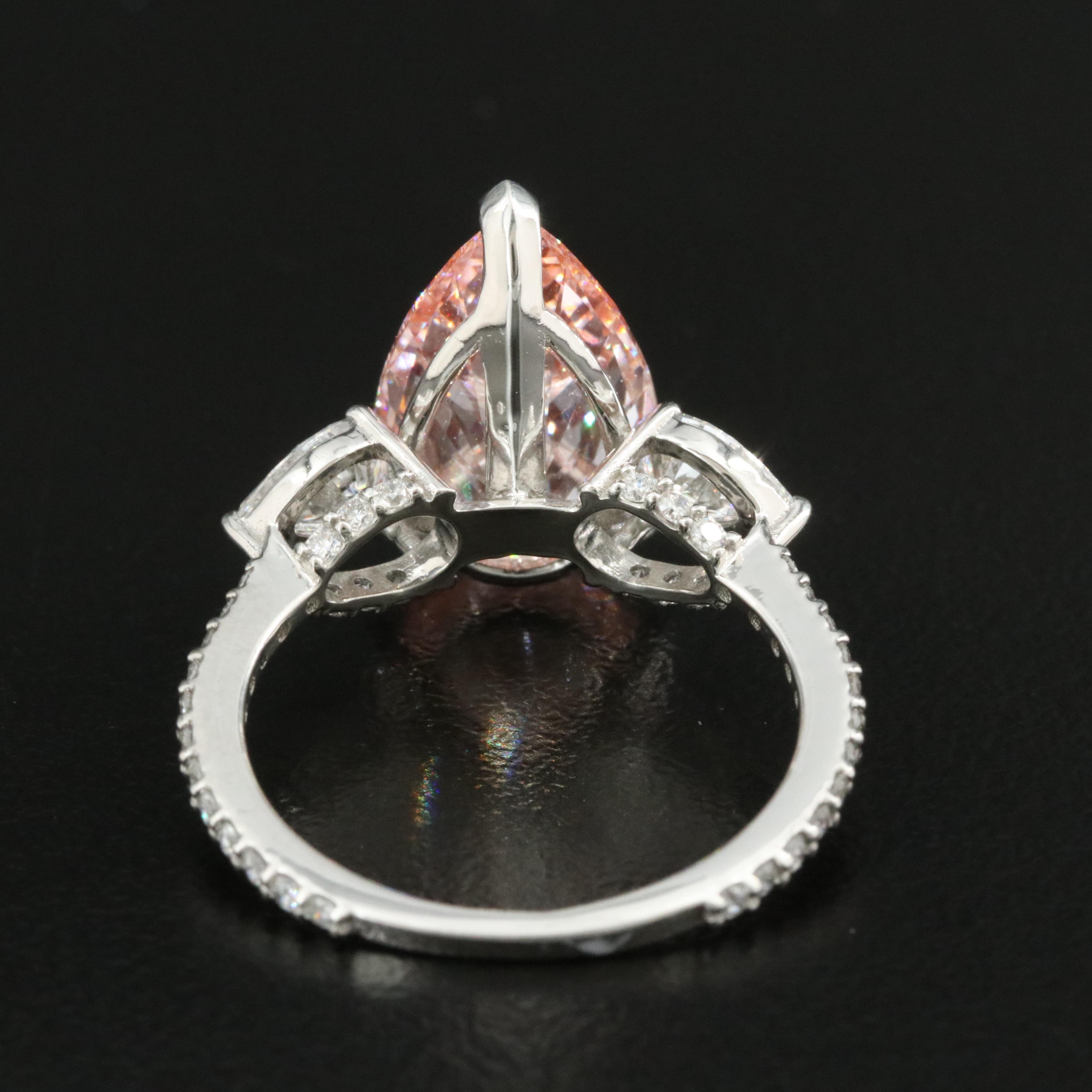 Platinum 5.95 CTW Lab Grown Diamond Ring with IGI Report and Fancy Center