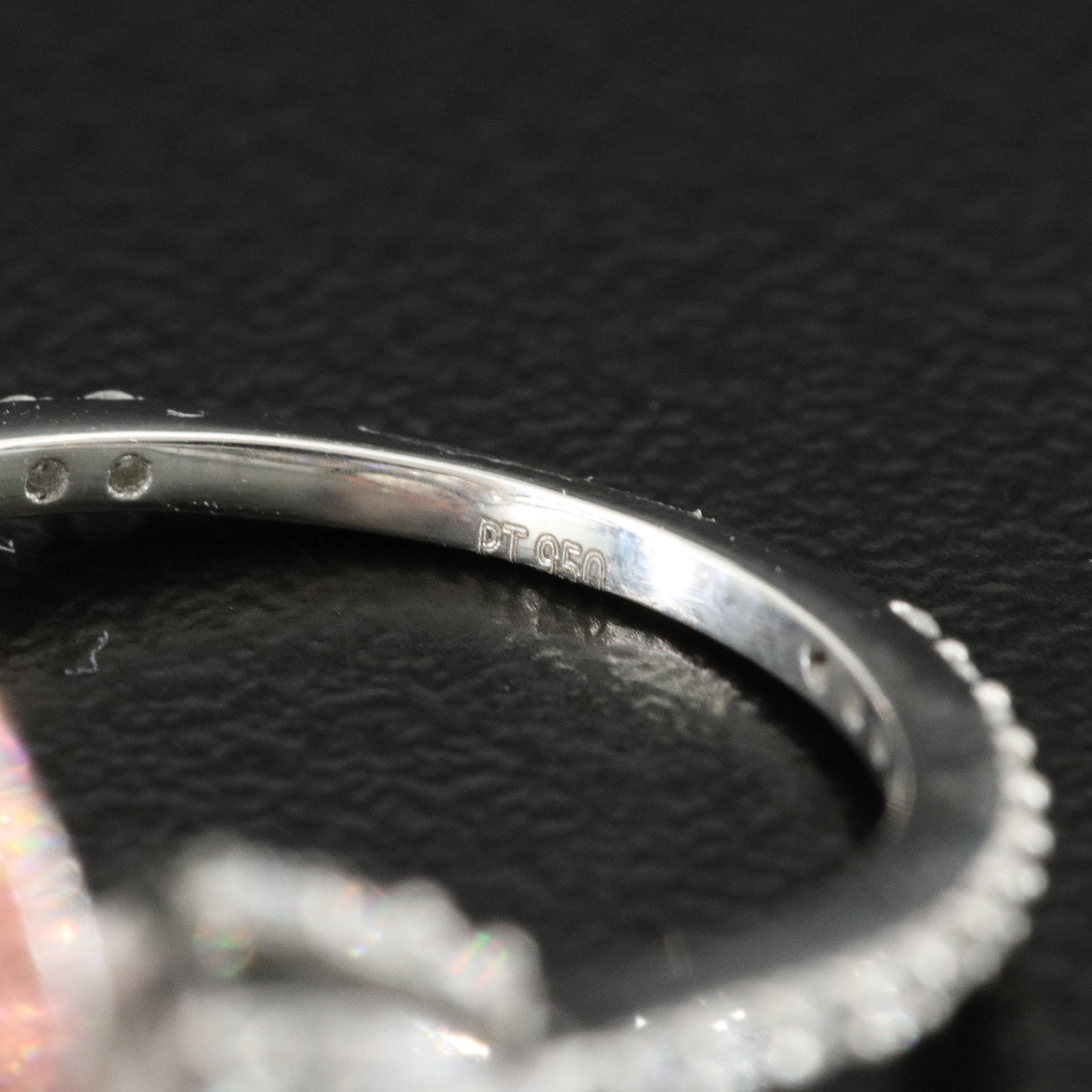 Platinum 5.95 CTW Lab Grown Diamond Ring with IGI Report and Fancy Center