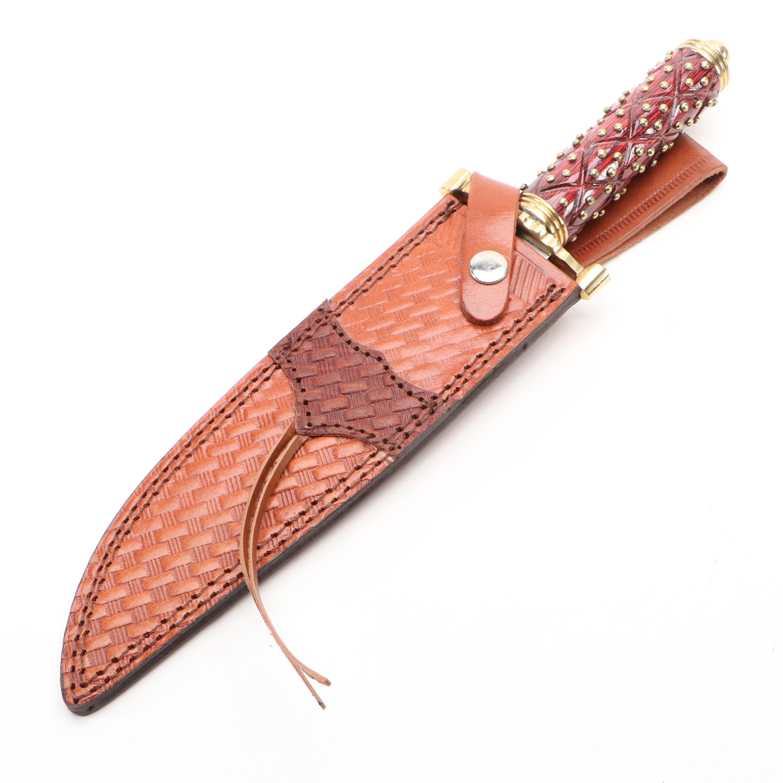 Gerber Tri-Tip Mini Cleaver and American Hunter Studded Bowie Knife in Scabbard