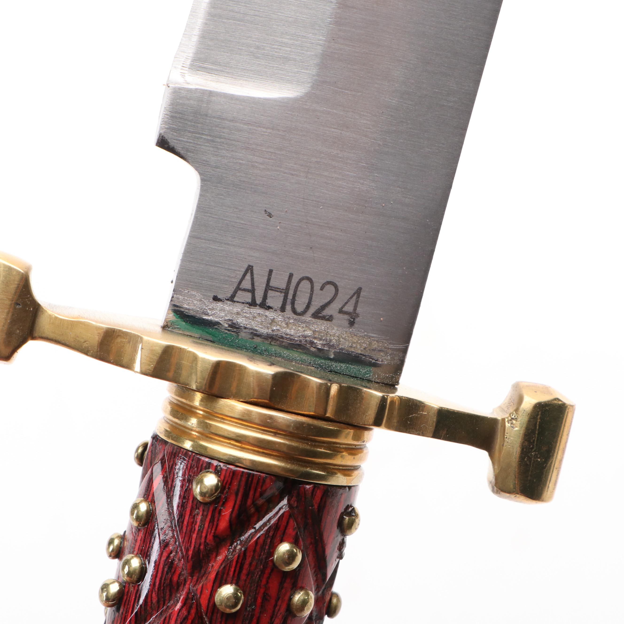 Gerber Tri-Tip Mini Cleaver and American Hunter Studded Bowie Knife in Scabbard