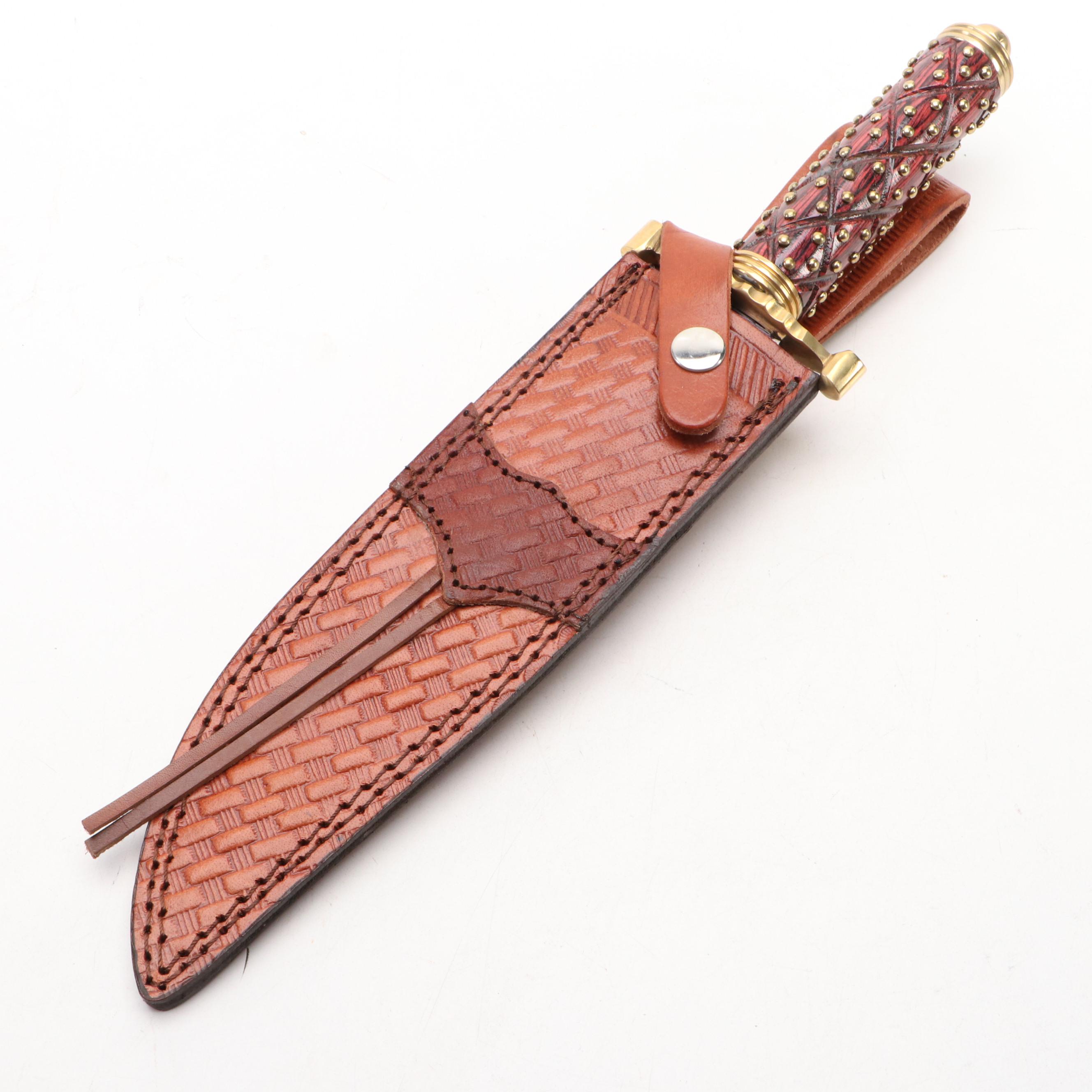 Gerber Tri-Tip Mini Cleaver and American Hunter Studded Bowie Knife in Scabbard
