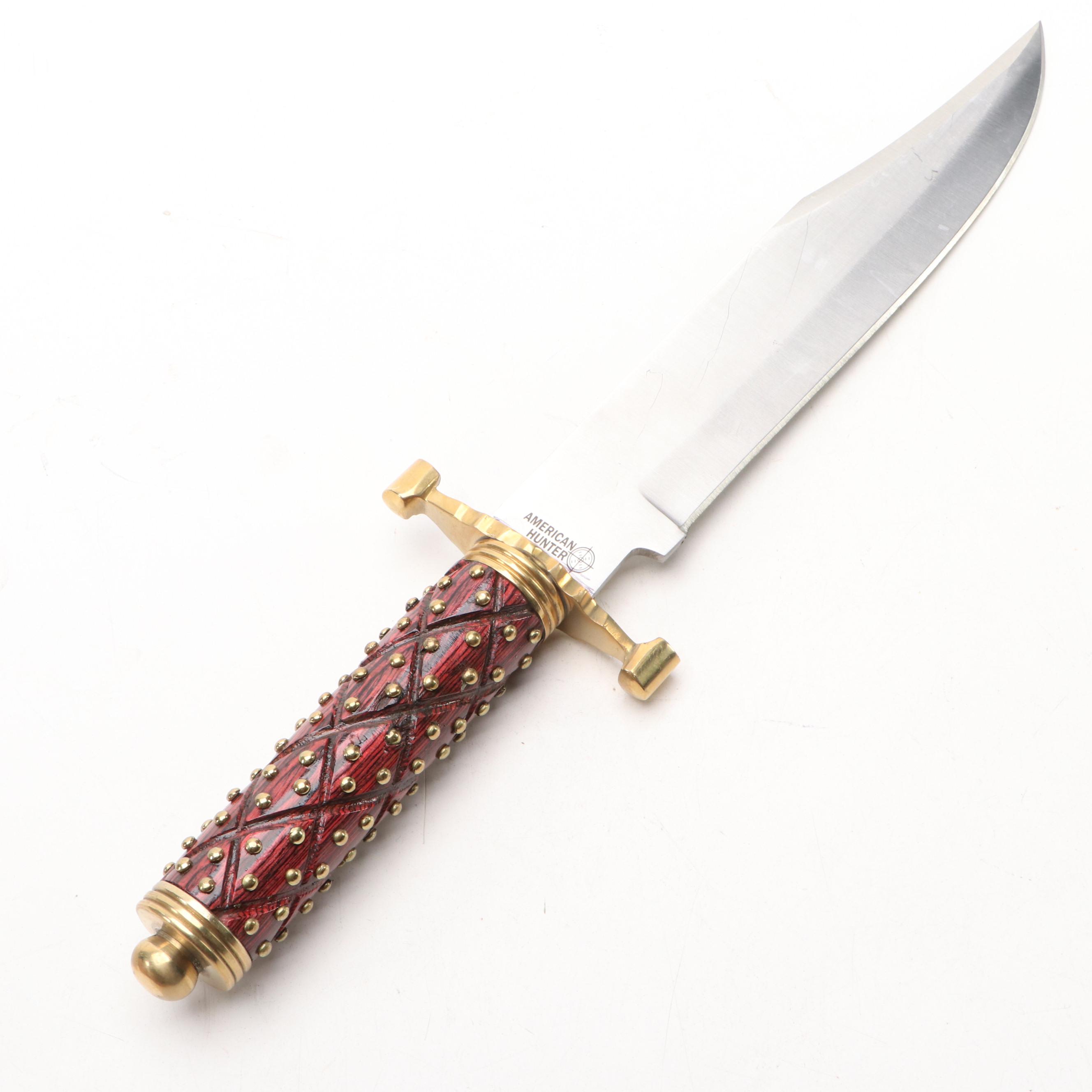 Gerber Tri-Tip Mini Cleaver and American Hunter Studded Bowie Knife in Scabbard