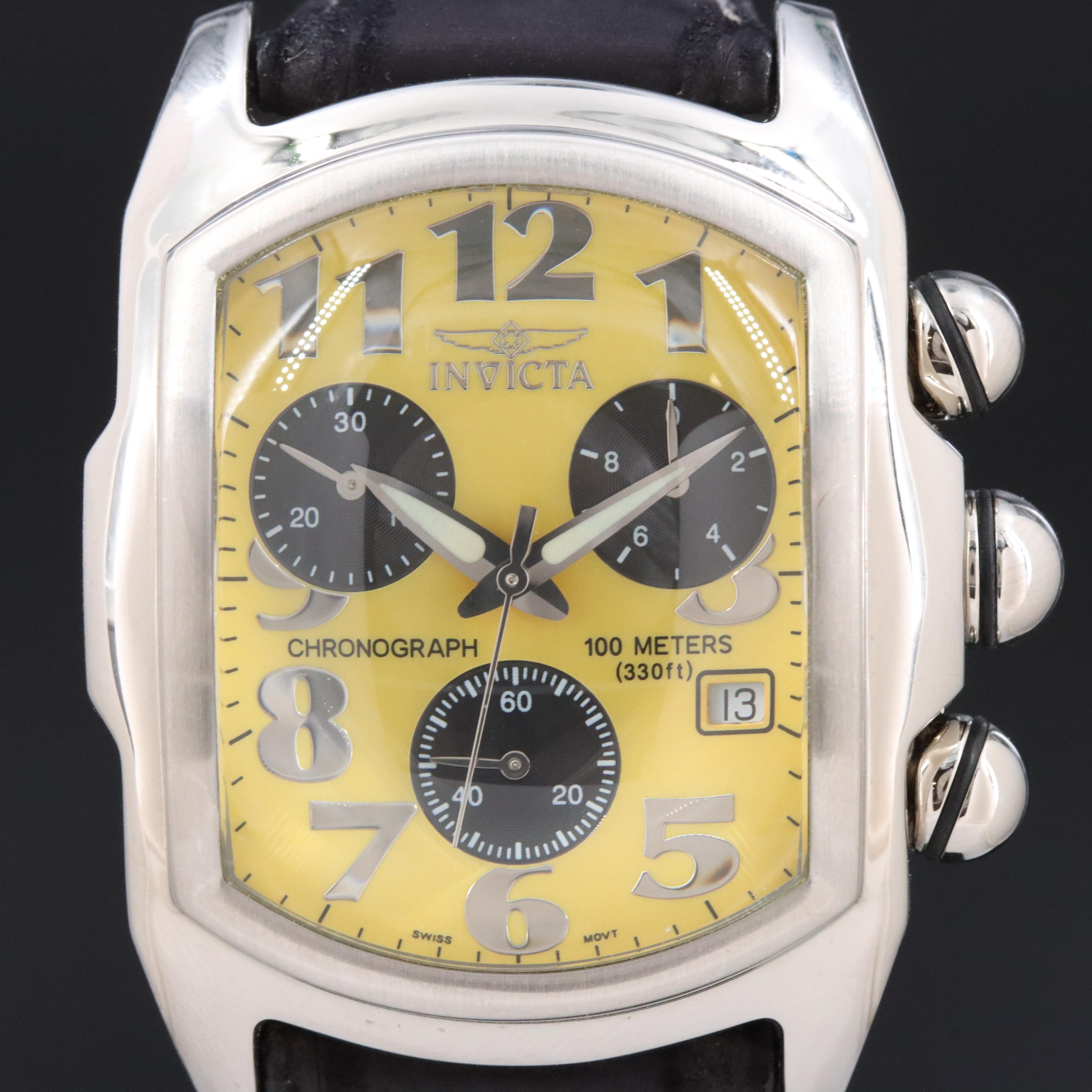 Invicta Lupah Chronograph 2365 Yellow 40mm Steel Quartz Watch