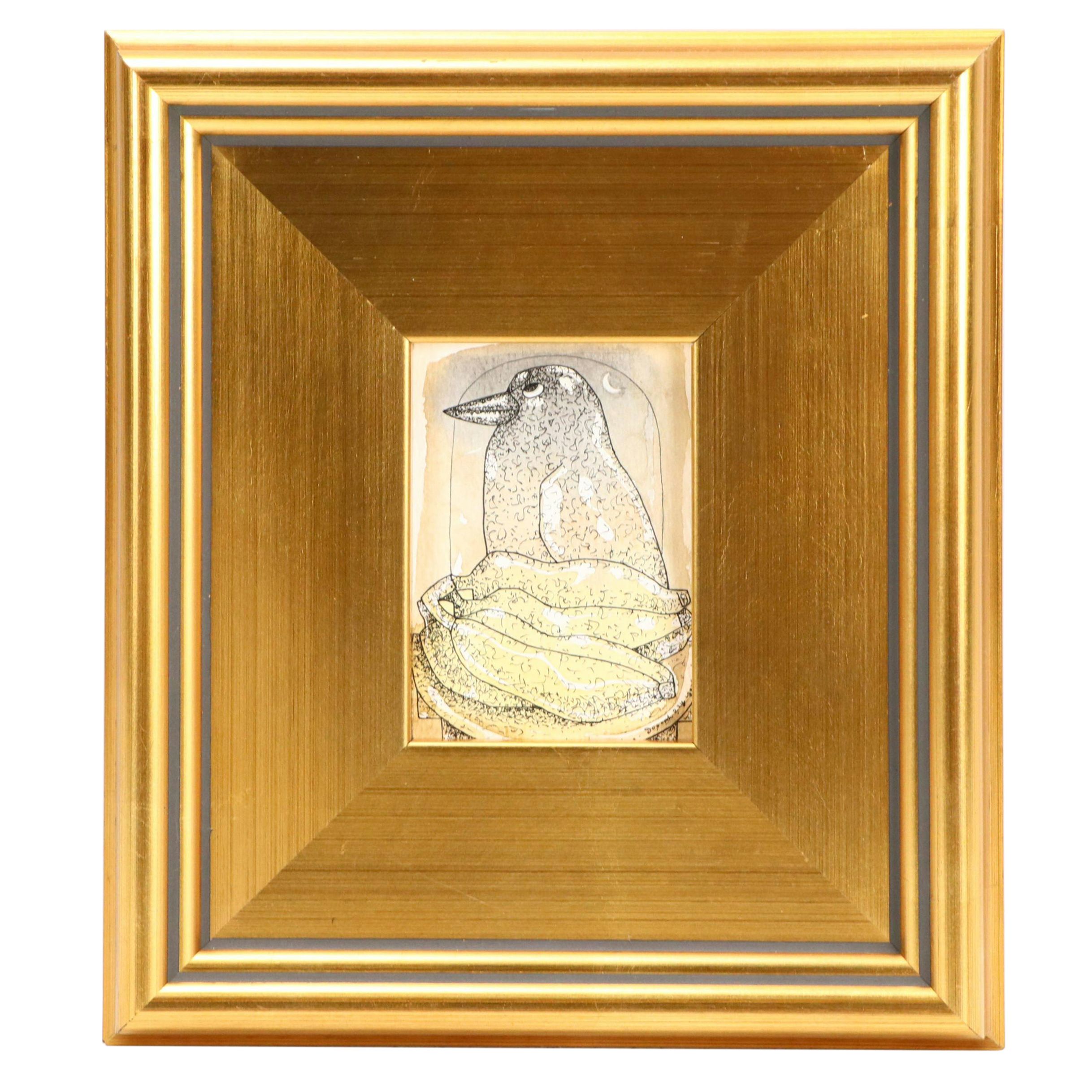 Joseph Ray York Stylized Watercolor Painting "Strange Bird," 2020