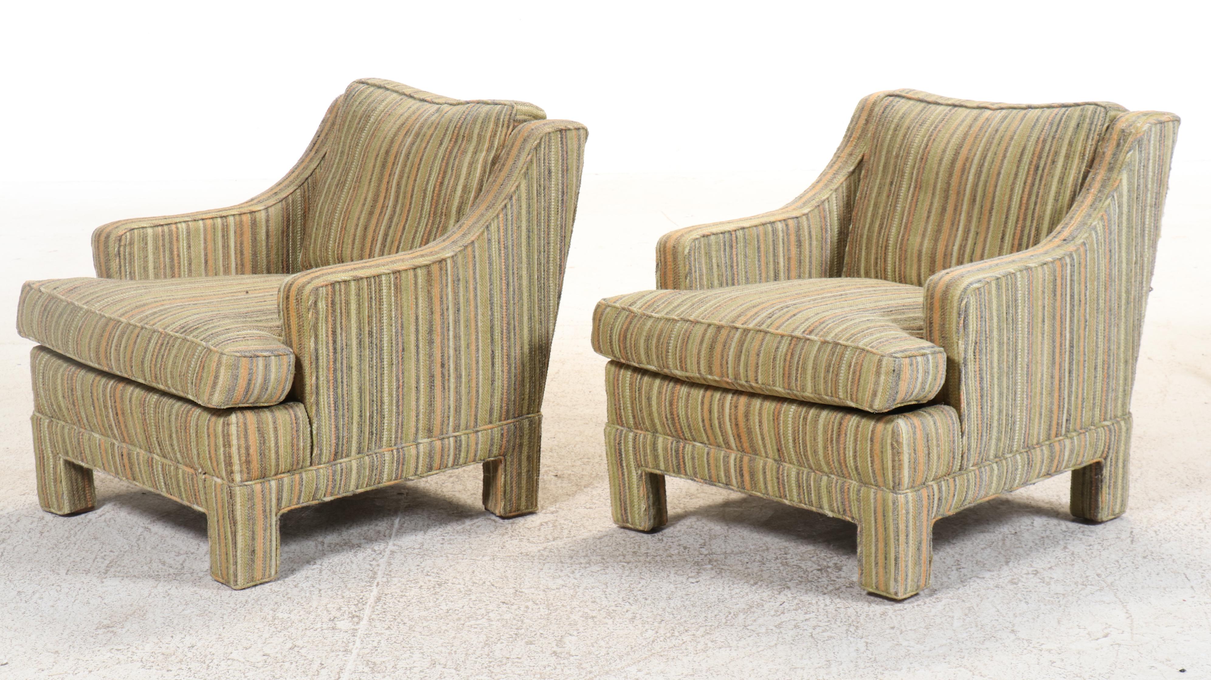 Pair of Gilliam Furniture Mid Century Modern Club Chairs with Ottoman