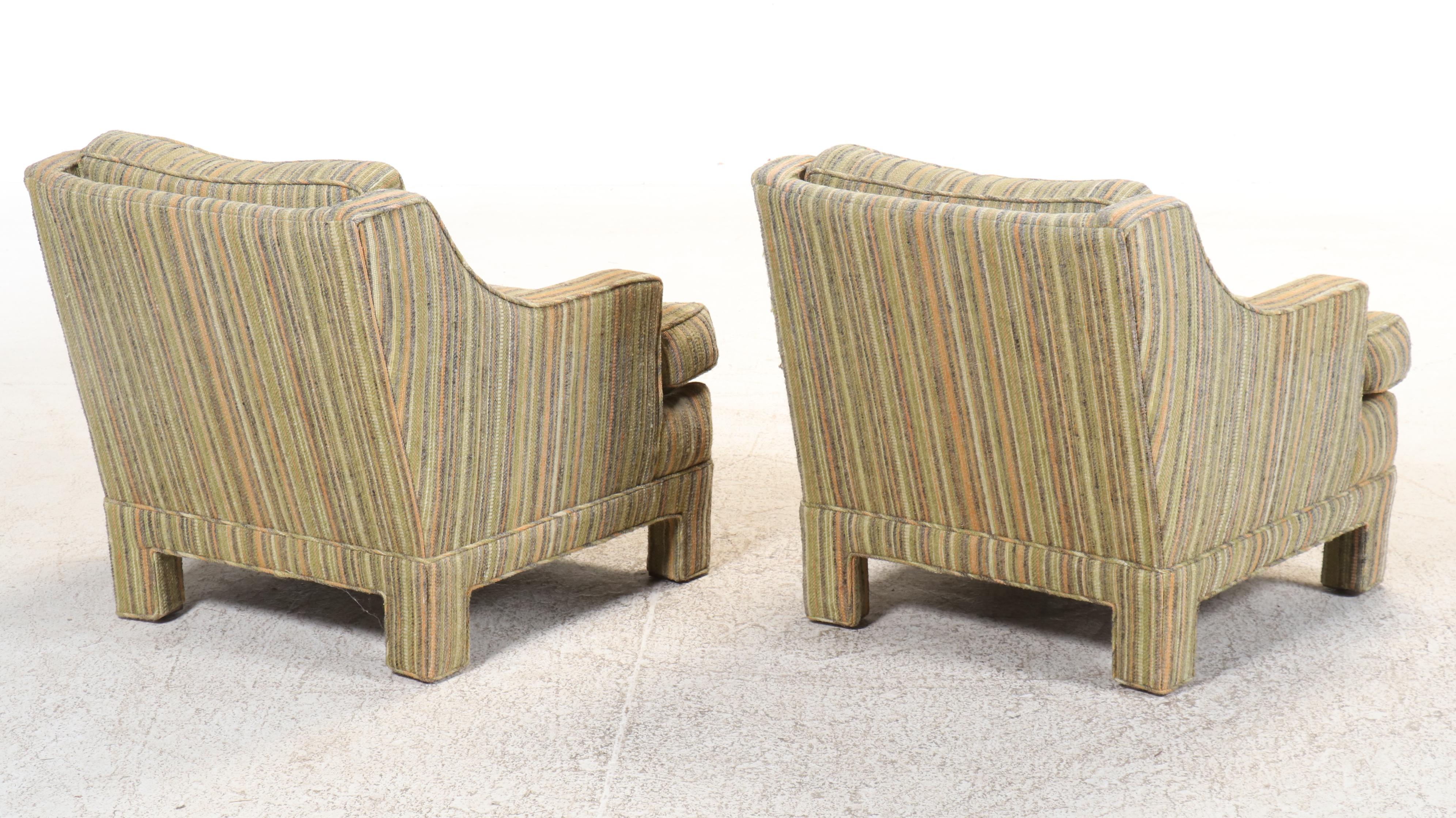 Pair of Gilliam Furniture Mid Century Modern Club Chairs with Ottoman