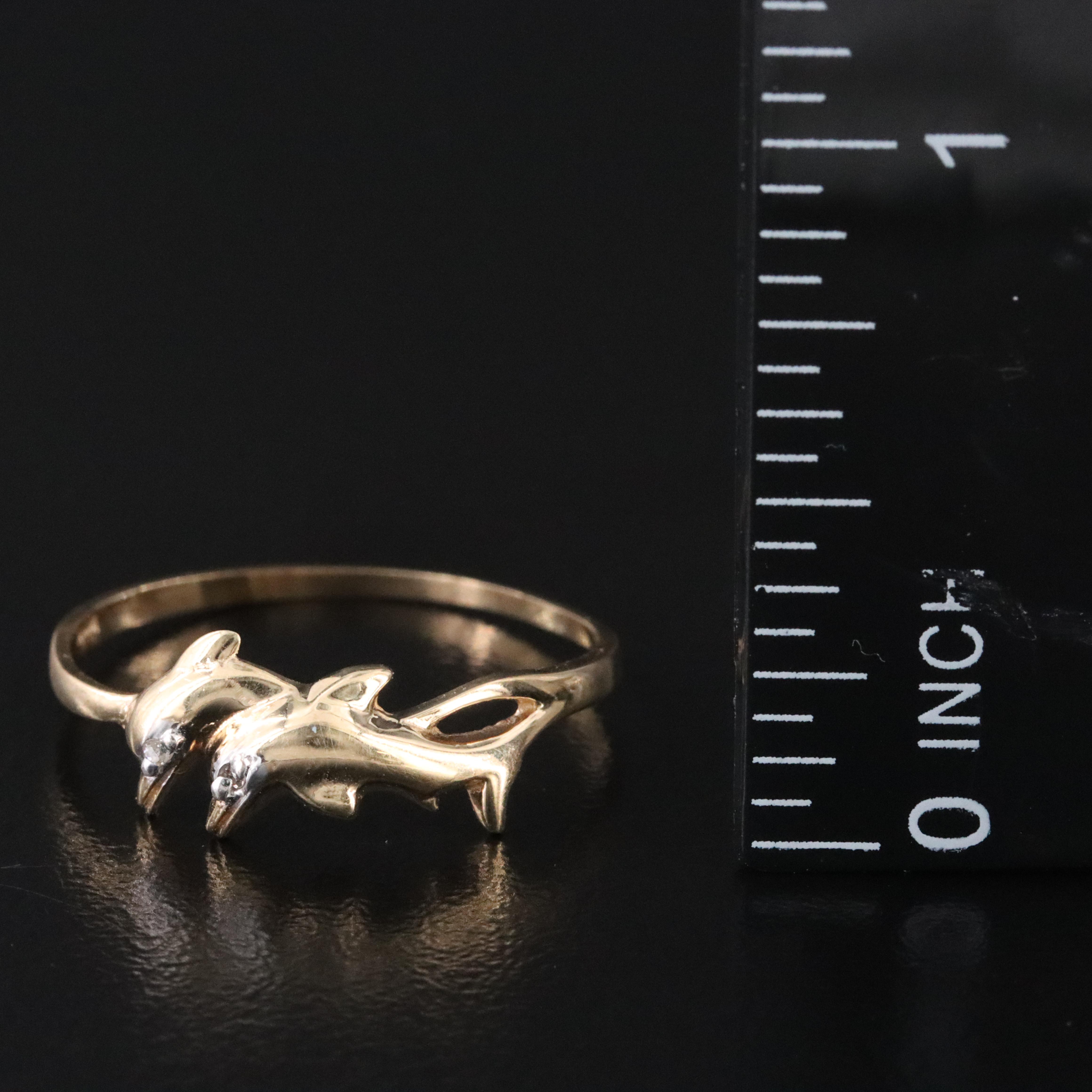 10K 0.01 CTW Diamond Eyed Double Dolphin Ring