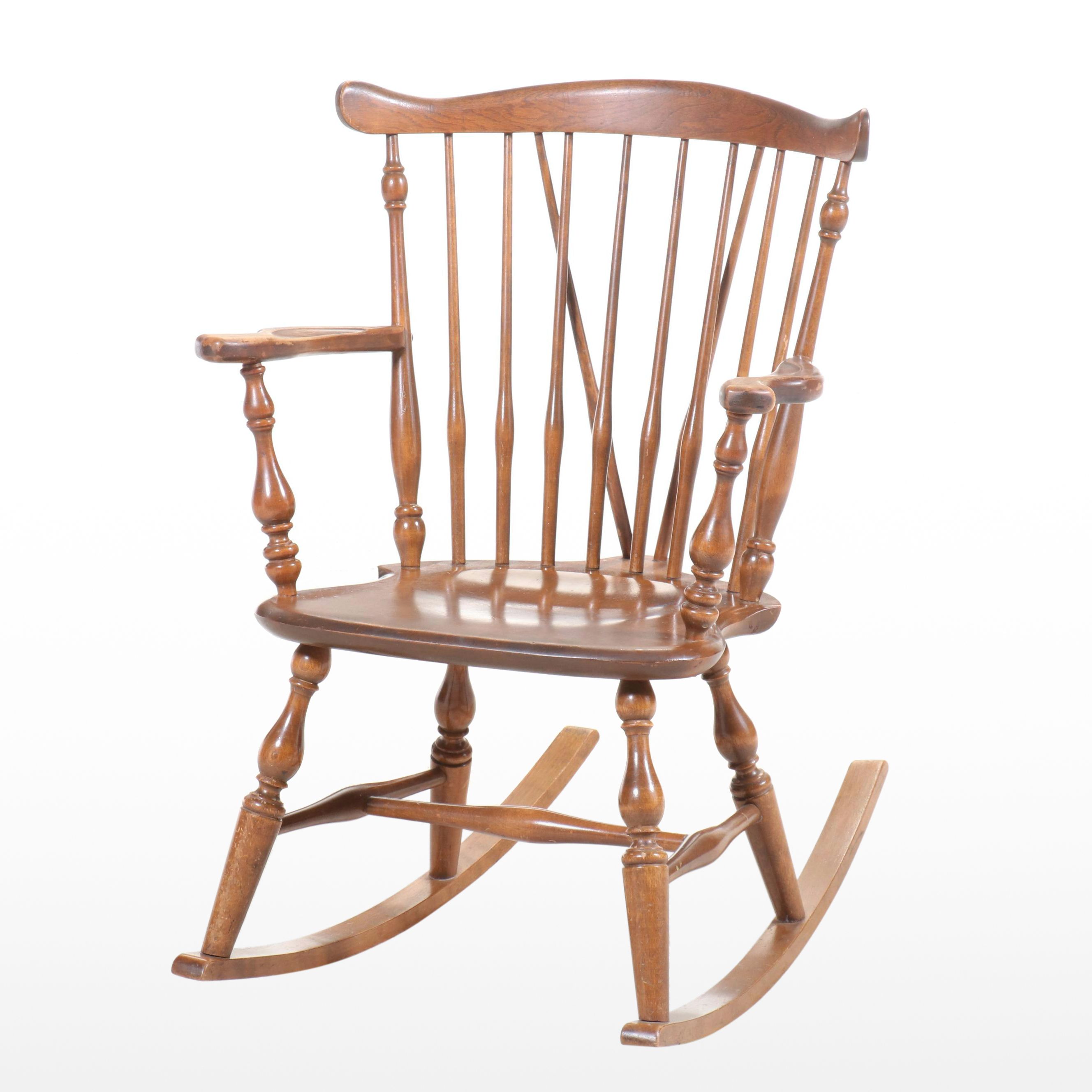 American Colonial Style Maple Brace-Back Windsor Rocking Chair