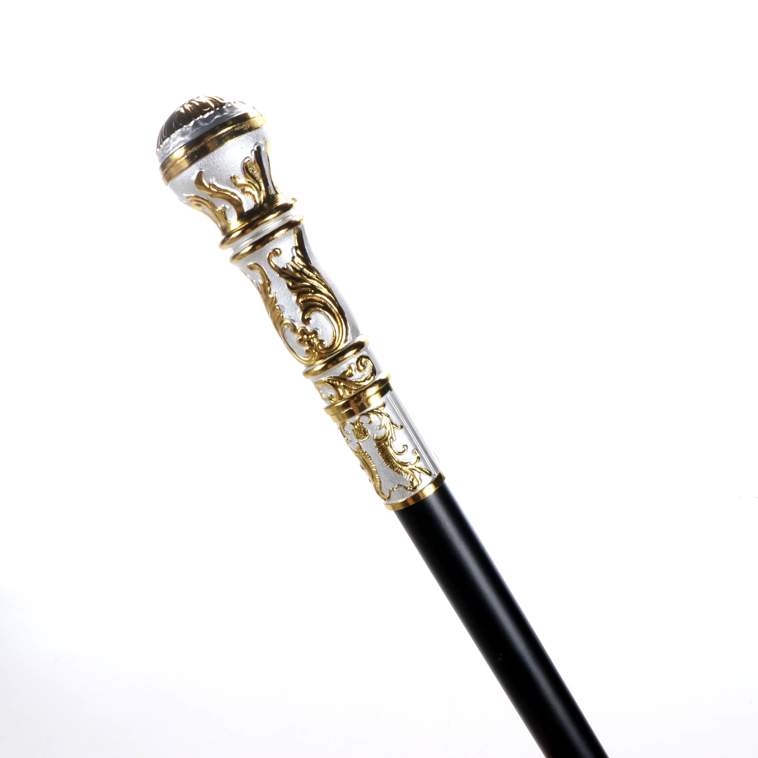 Scrolling Acanthus Two-Tone Knob Handled Sword Cane