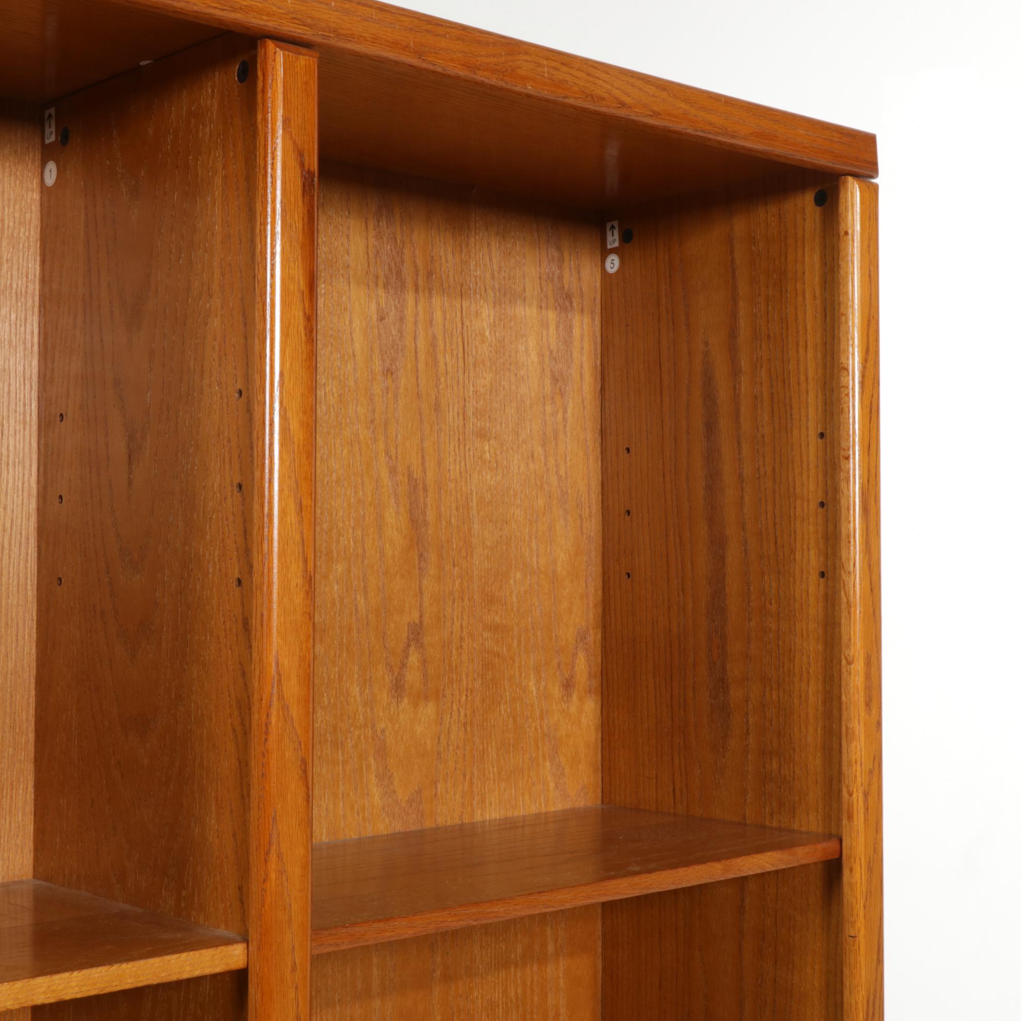 Oak Finished Side-by-Side Bookcase
