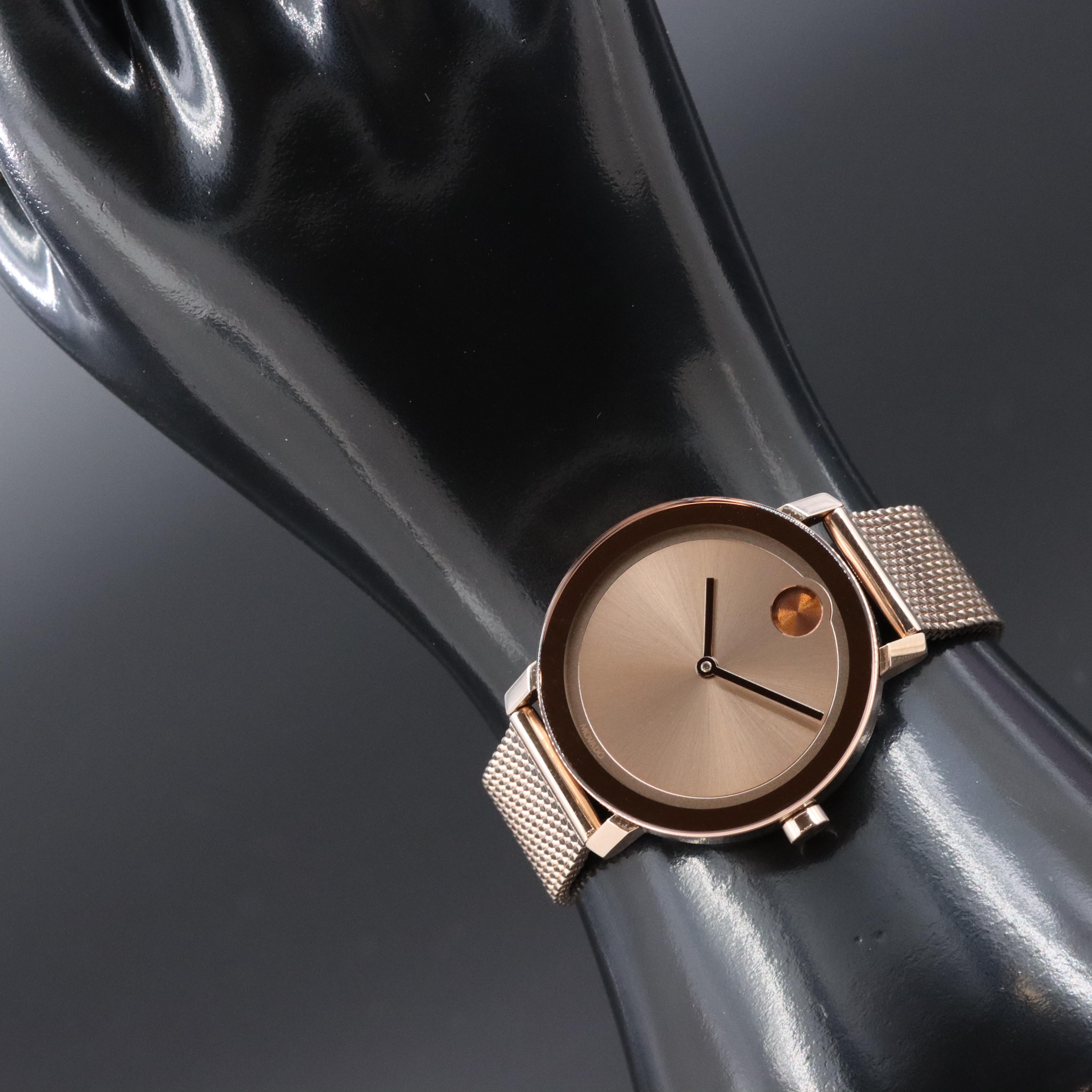 Movado Bold Rose Gold-Tone 34mm Steel Quartz Watch