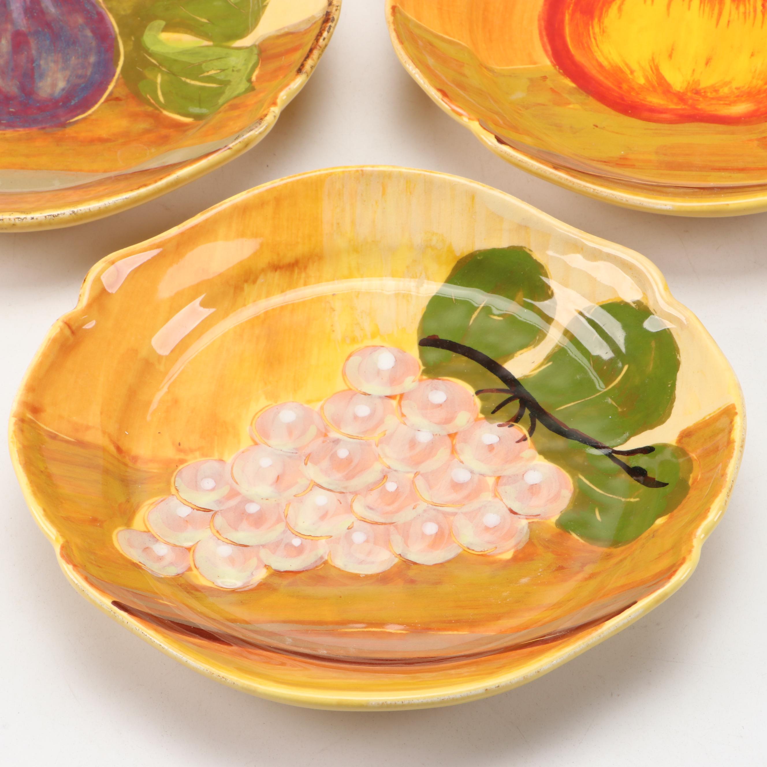 Vietri Ceramic Serving Bowl, Salad Plates and Wall Plate with Pear Motif