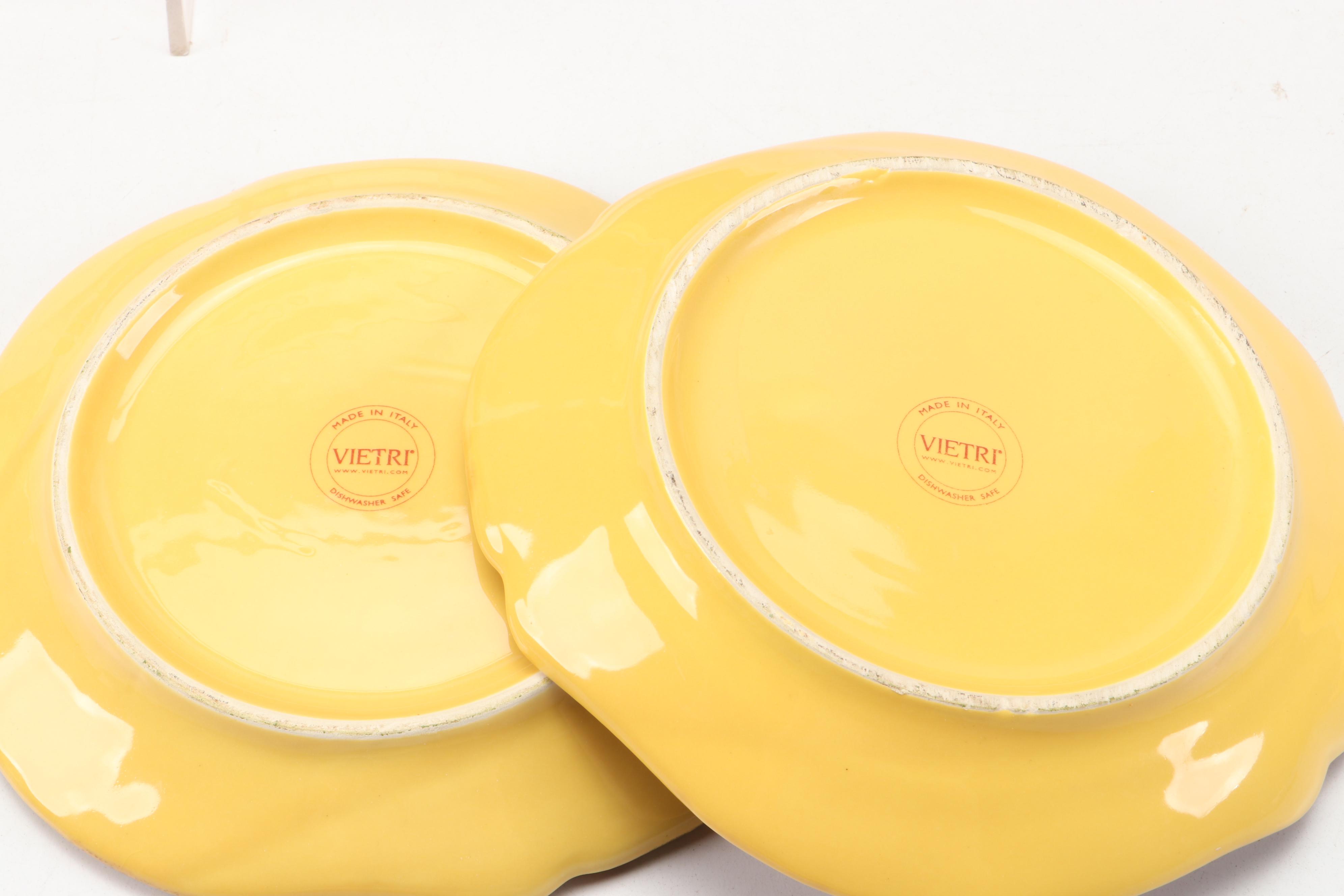 Vietri Ceramic Serving Bowl, Salad Plates and Wall Plate with Pear Motif