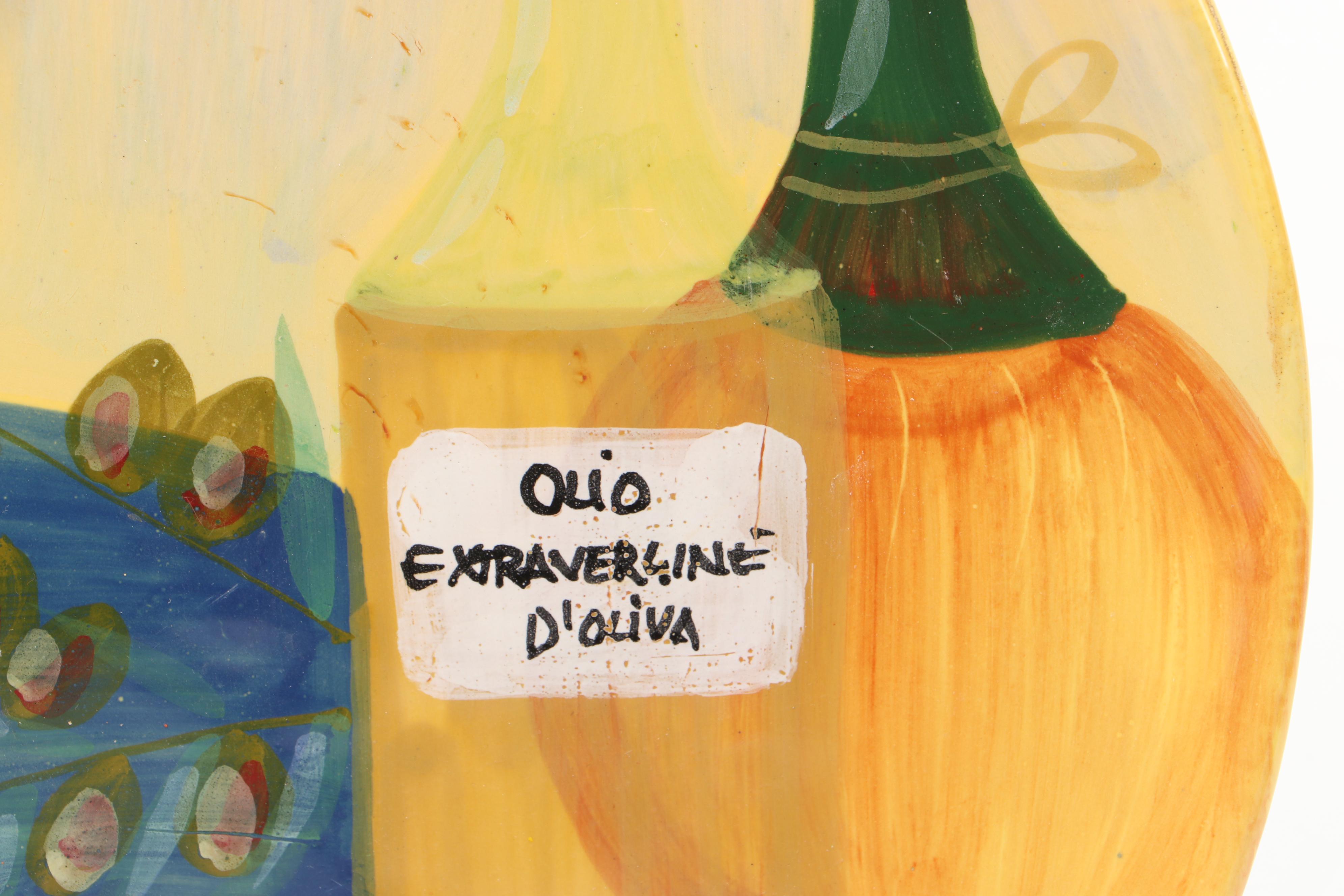 Vietri Ceramic Serving Bowl, Salad Plates and Wall Plate with Pear Motif