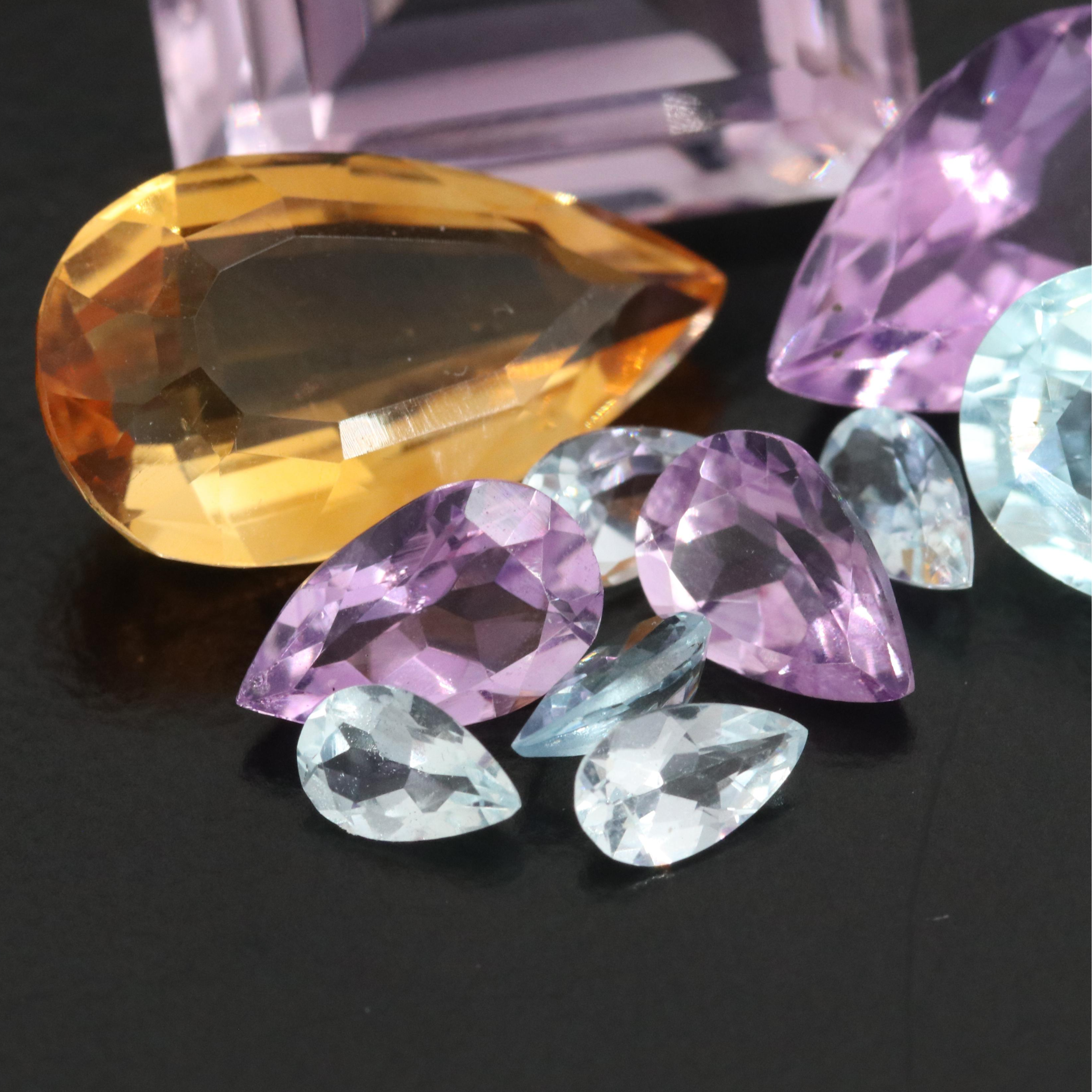 Loose 24.66 Amethyst, Citrine and Aquamarine