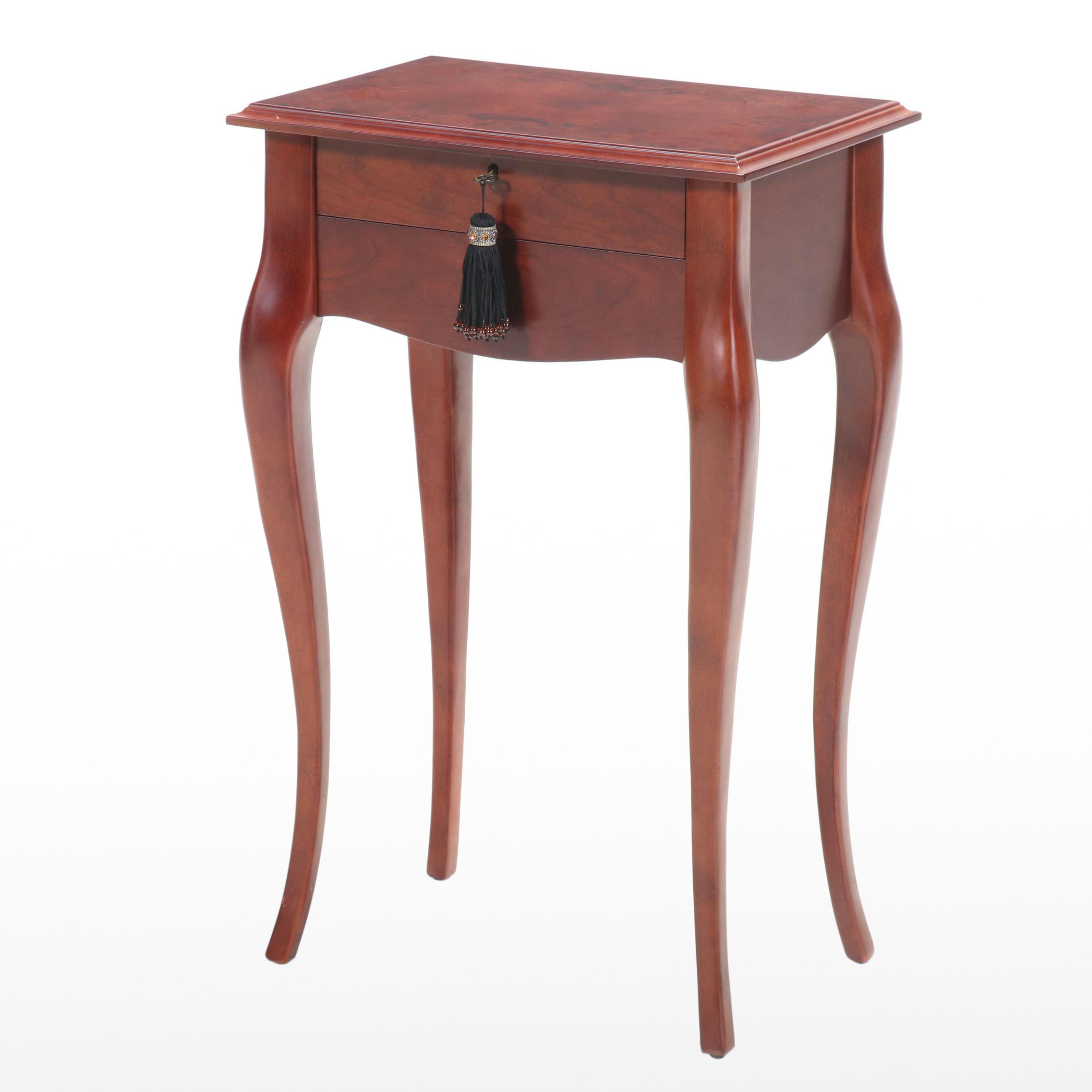 The Bombay Company French Style Burl Wood Dressing Table with Jewelry Drawer