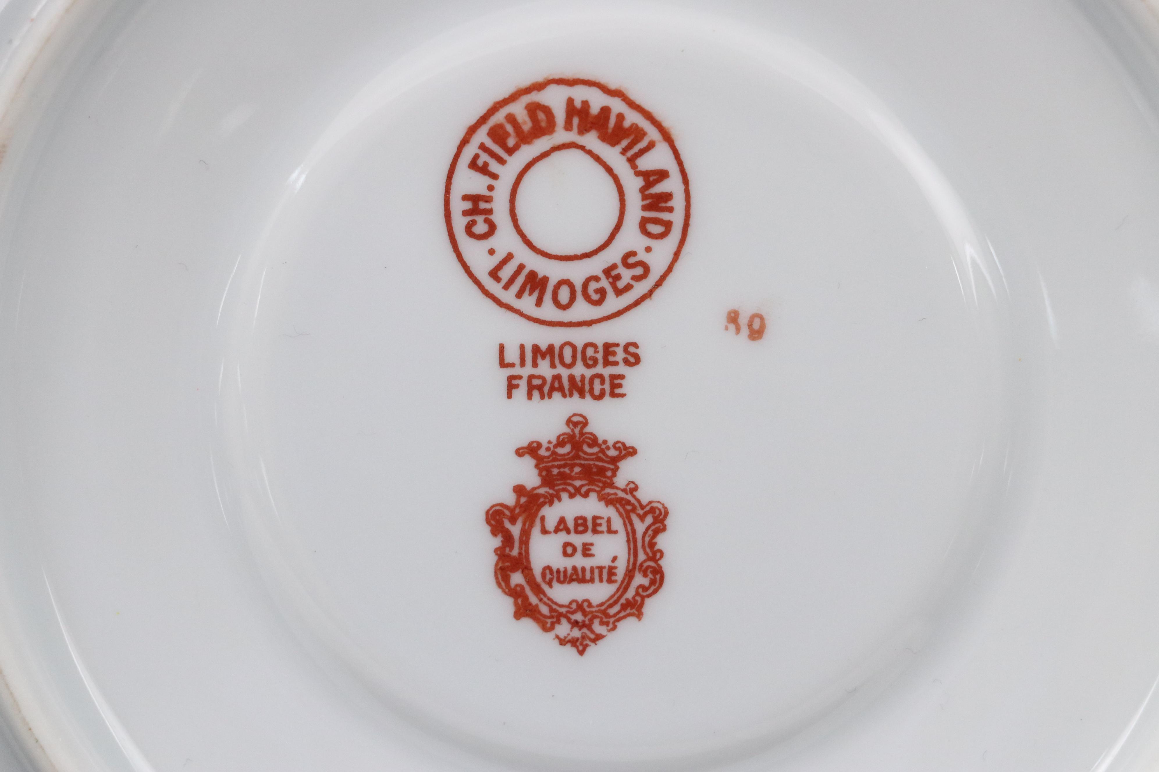 Charles Field Haviland Porcelain Cream Soup Cups with Underplates