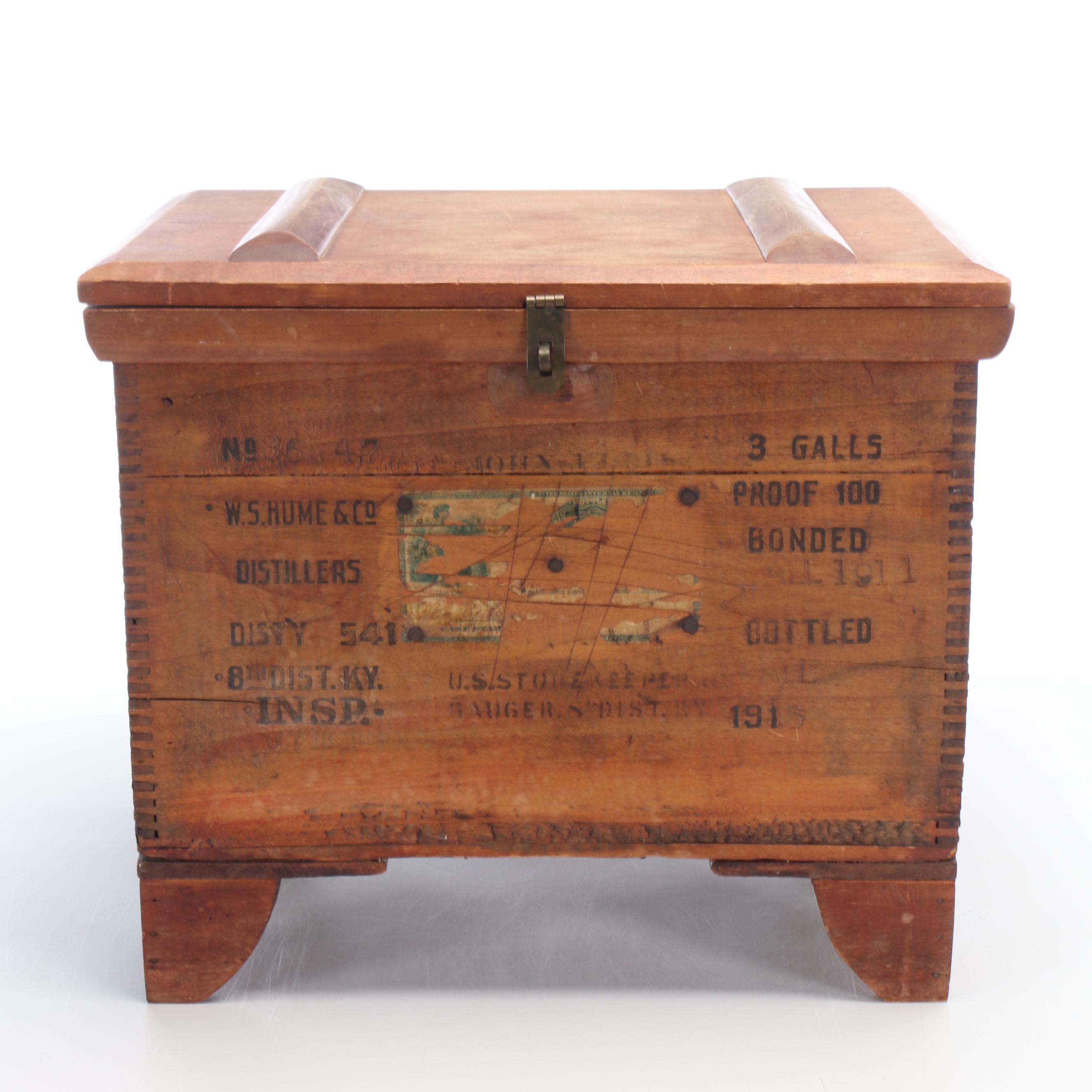 Wooden Whiskey Crate Covered to Chest