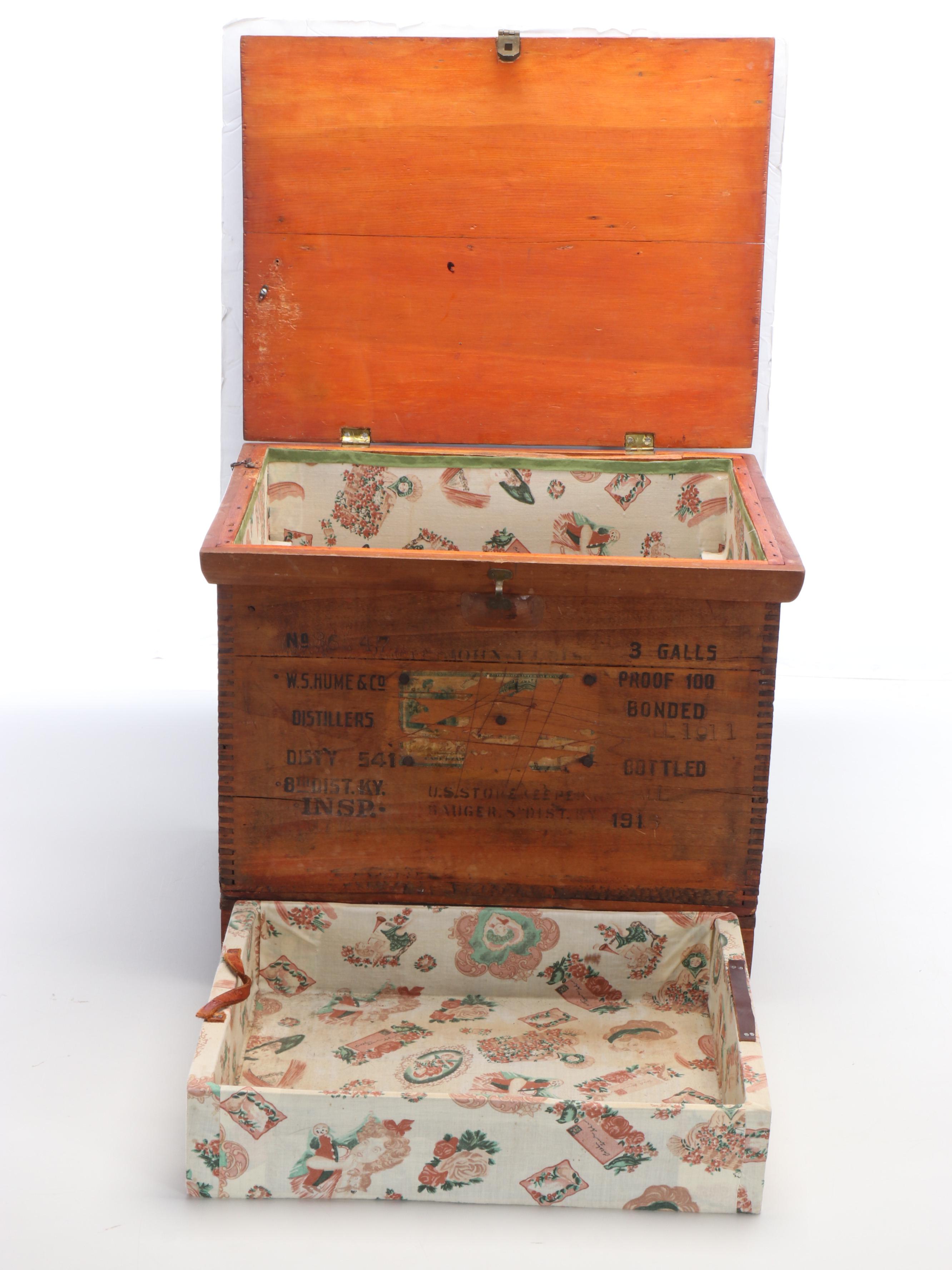 Wooden Whiskey Crate Covered to Chest