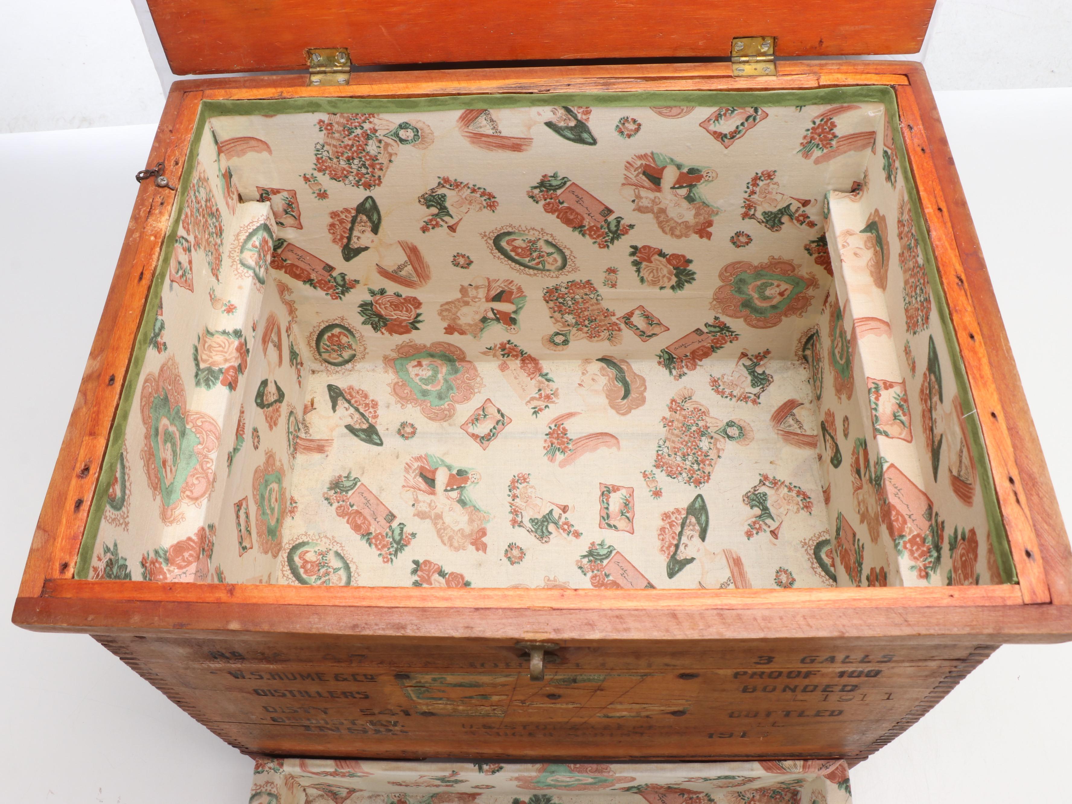 Wooden Whiskey Crate Covered to Chest