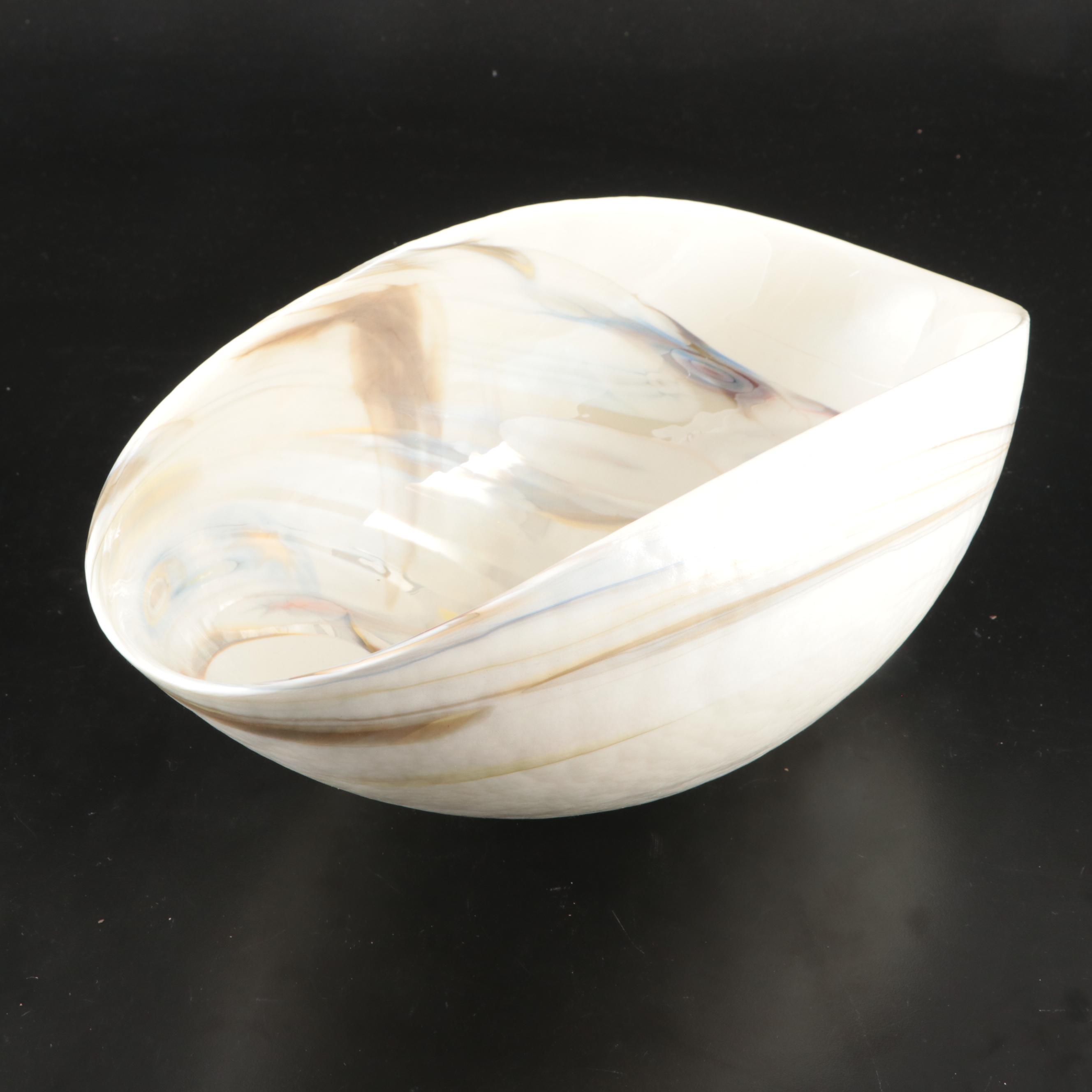 Murano Art Glass Luster Decorative Shell Shaped Bowl