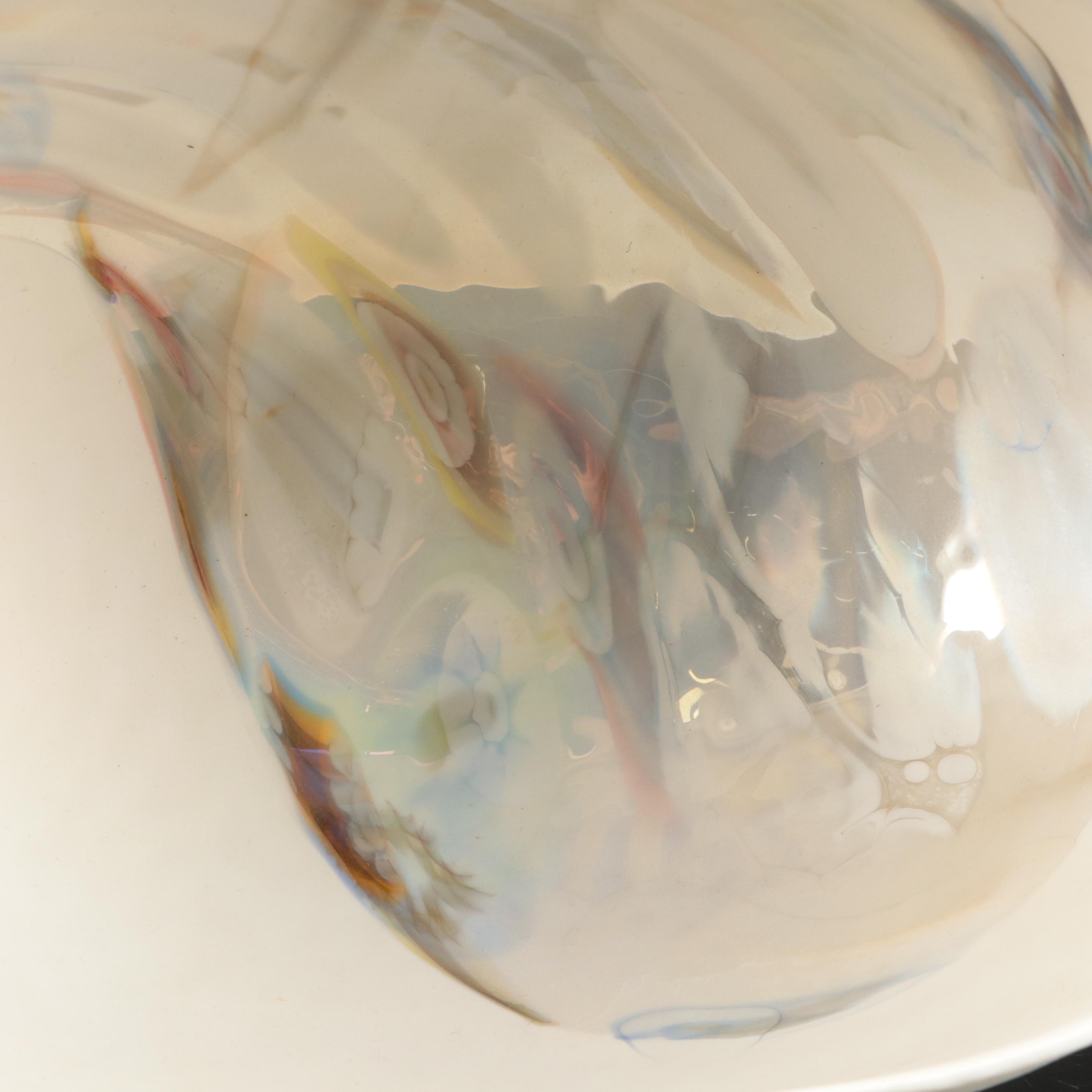 Murano Art Glass Luster Decorative Shell Shaped Bowl