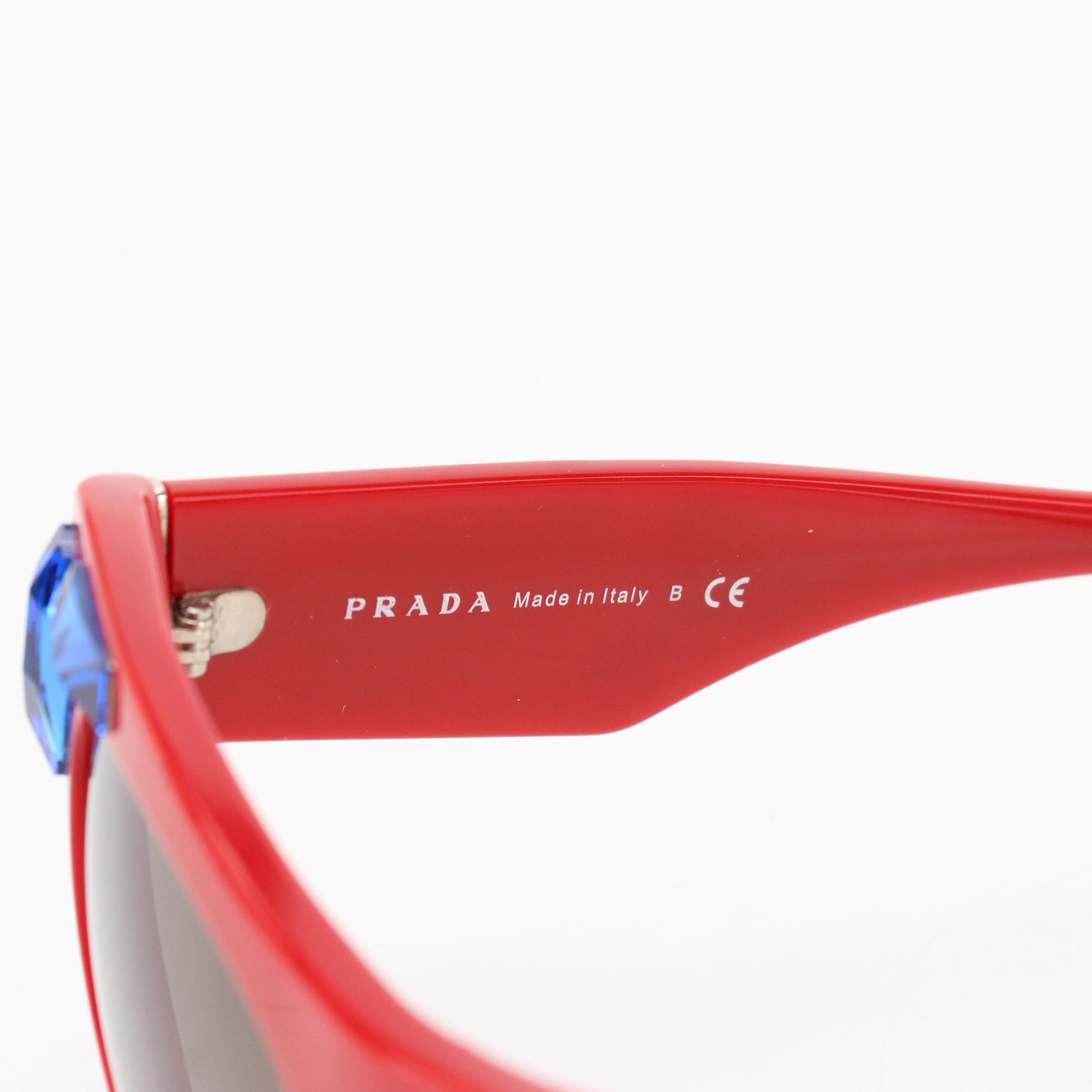 Prada SPR 22Q SMN-0A7 Voice Cat Eye Sunglasses with Gem Stone Embellishments