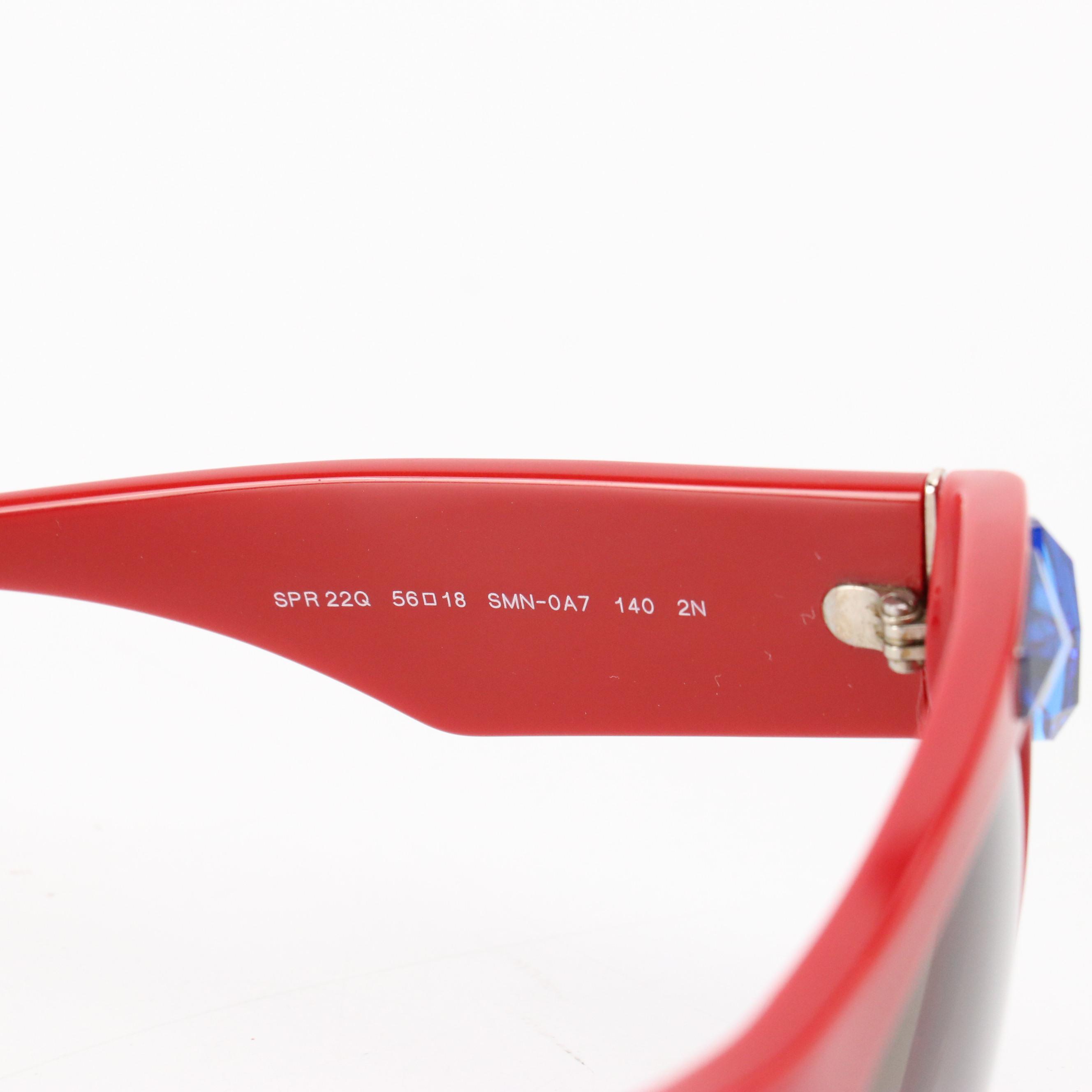 Prada SPR 22Q SMN-0A7 Voice Cat Eye Sunglasses with Gem Stone Embellishments