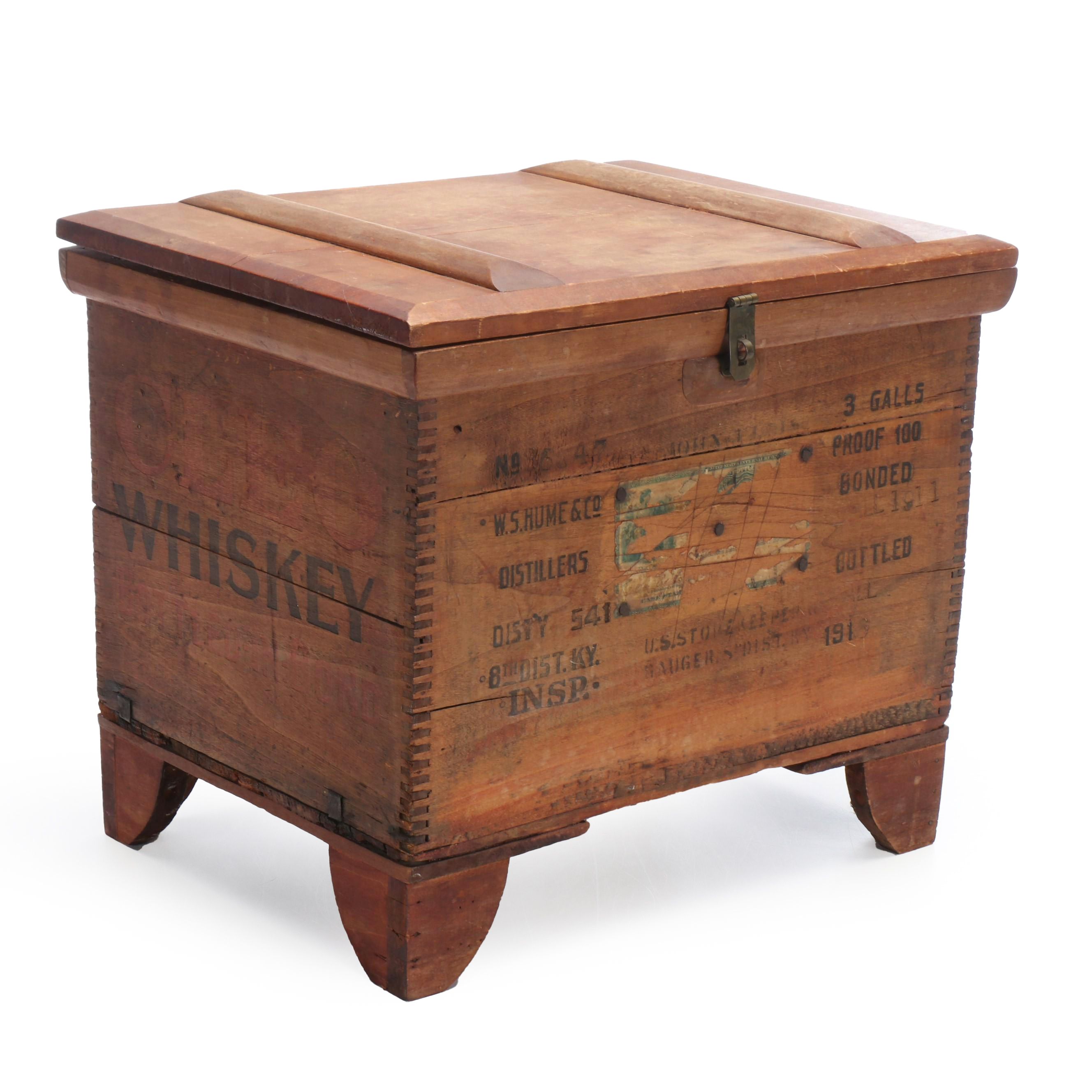 Wooden Whiskey Crate Covered to Chest