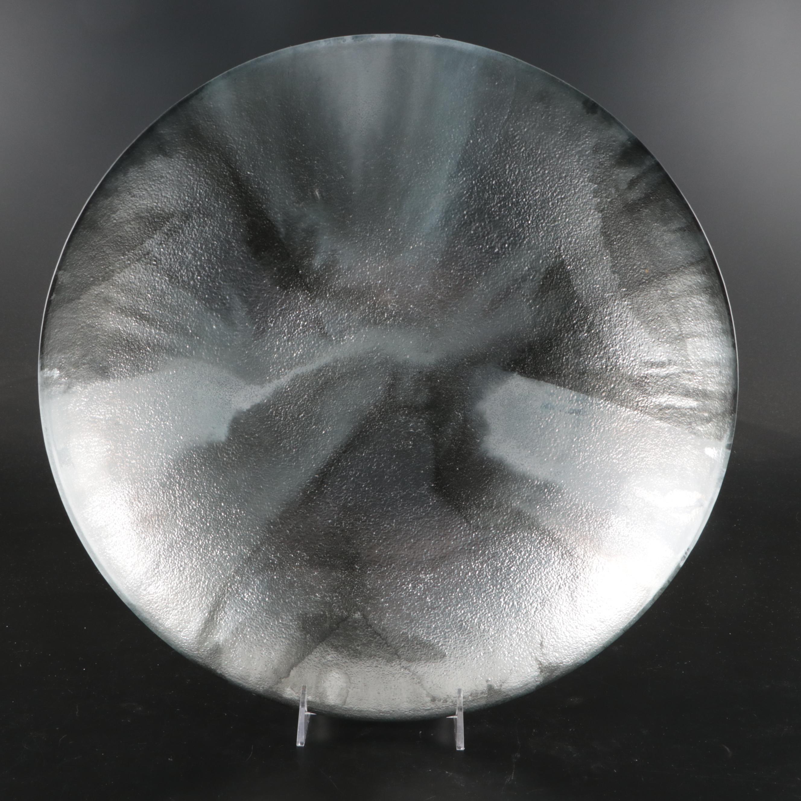 At Home Silvered Ceramic Apple, Pear and Orbs with Glass Centerpiece Bowl