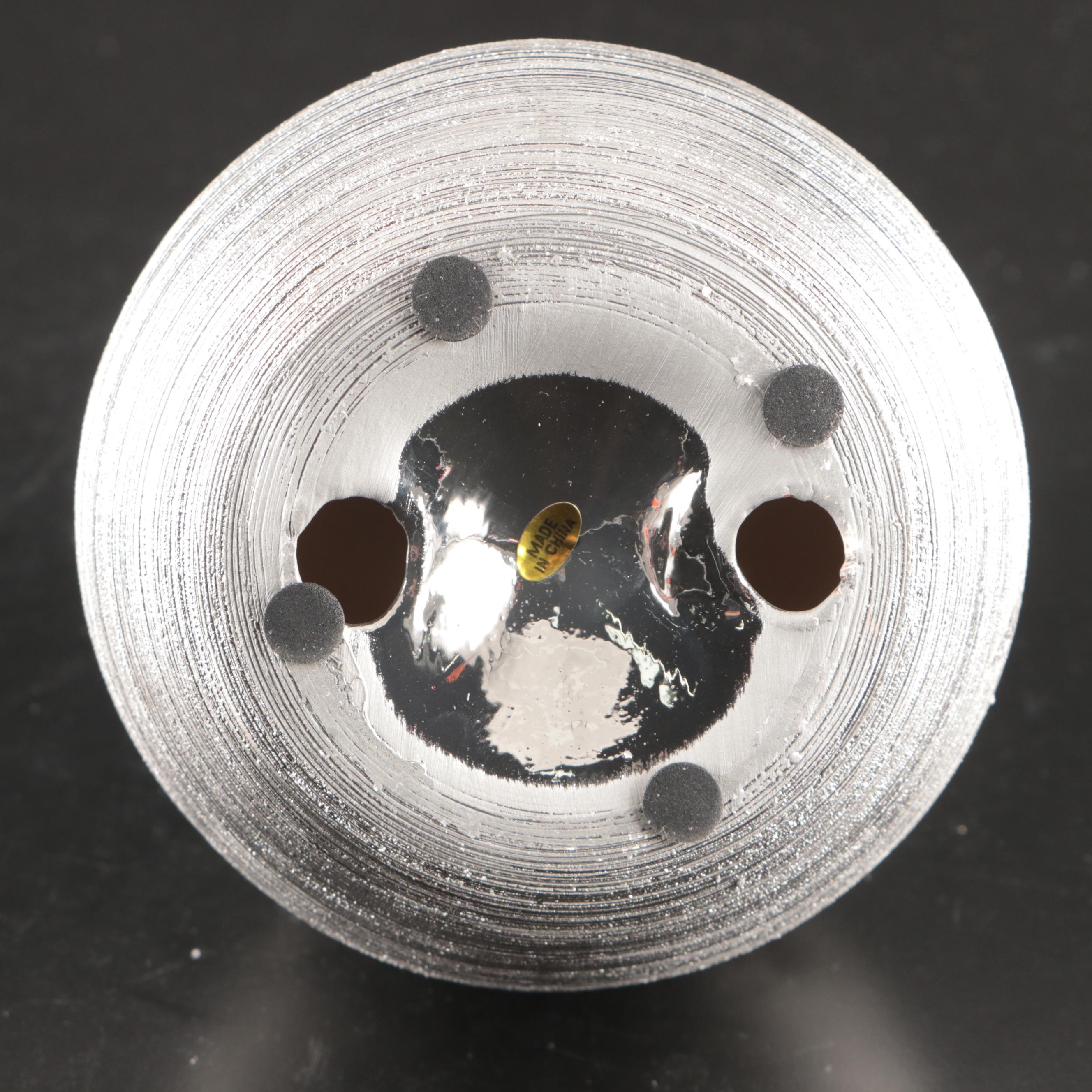 At Home Silvered Ceramic Apple, Pear and Orbs with Glass Centerpiece Bowl