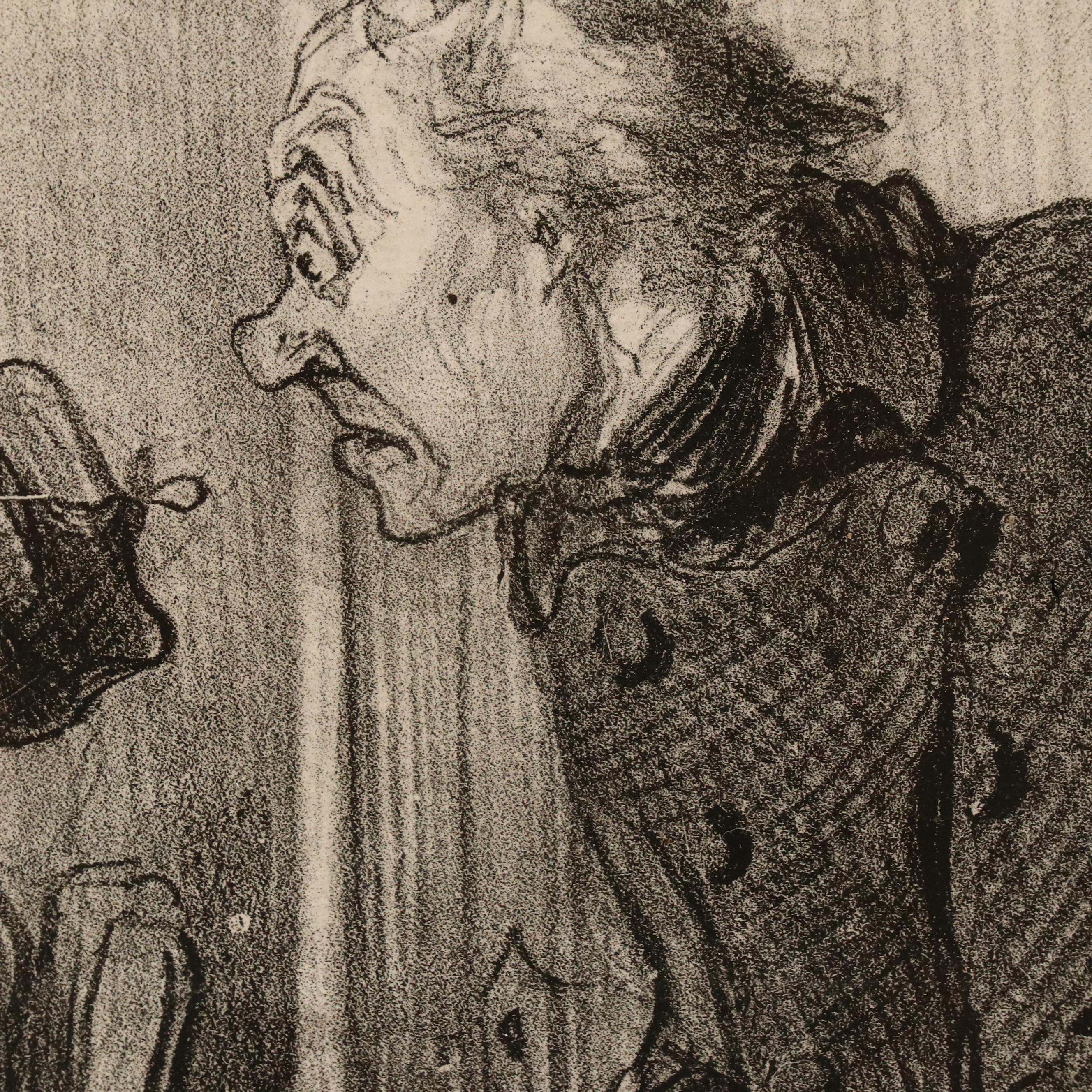 Lithograph After Honoré Daumier "Attends, attends..." and Illustrative Etching