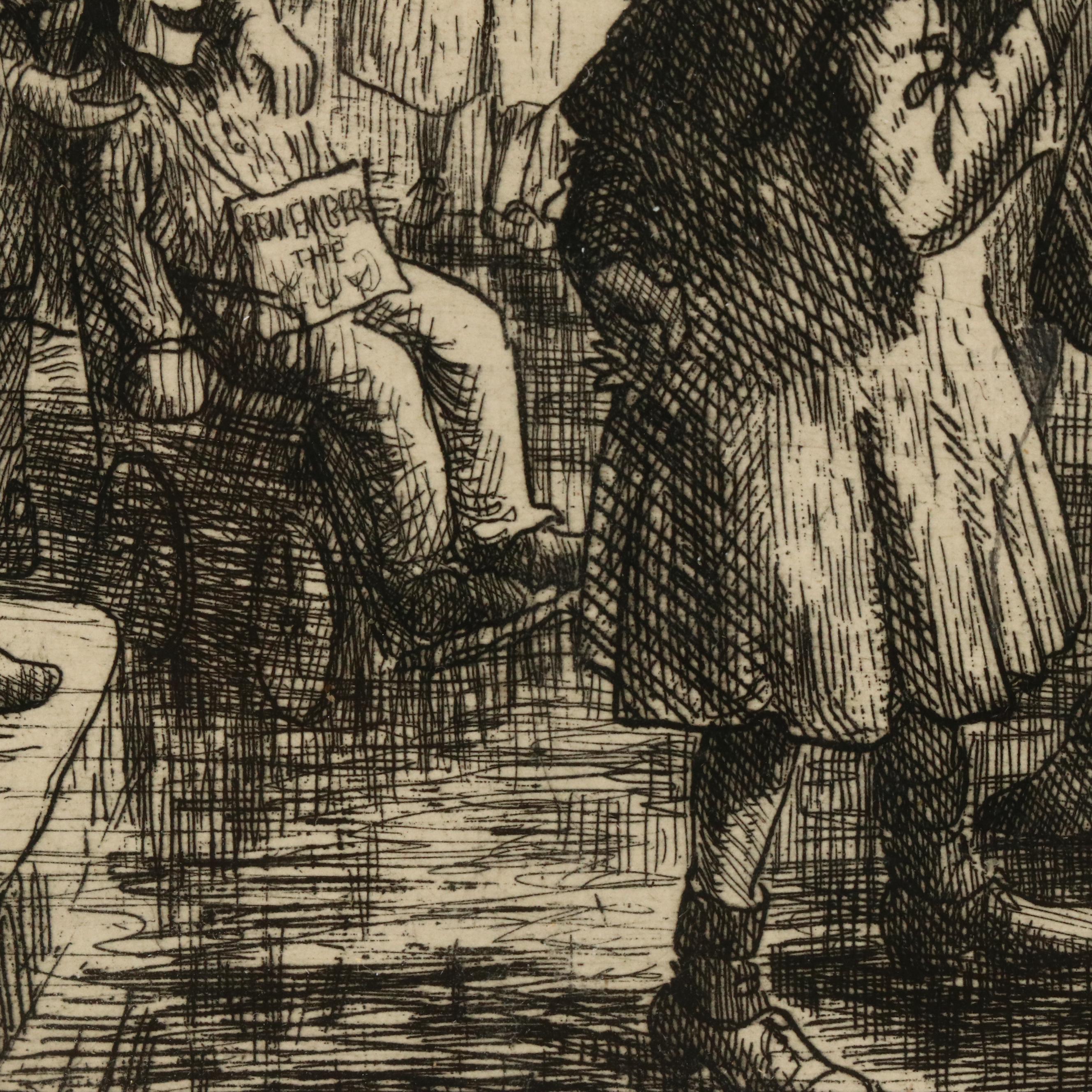 Lithograph After Honoré Daumier "Attends, attends..." and Illustrative Etching