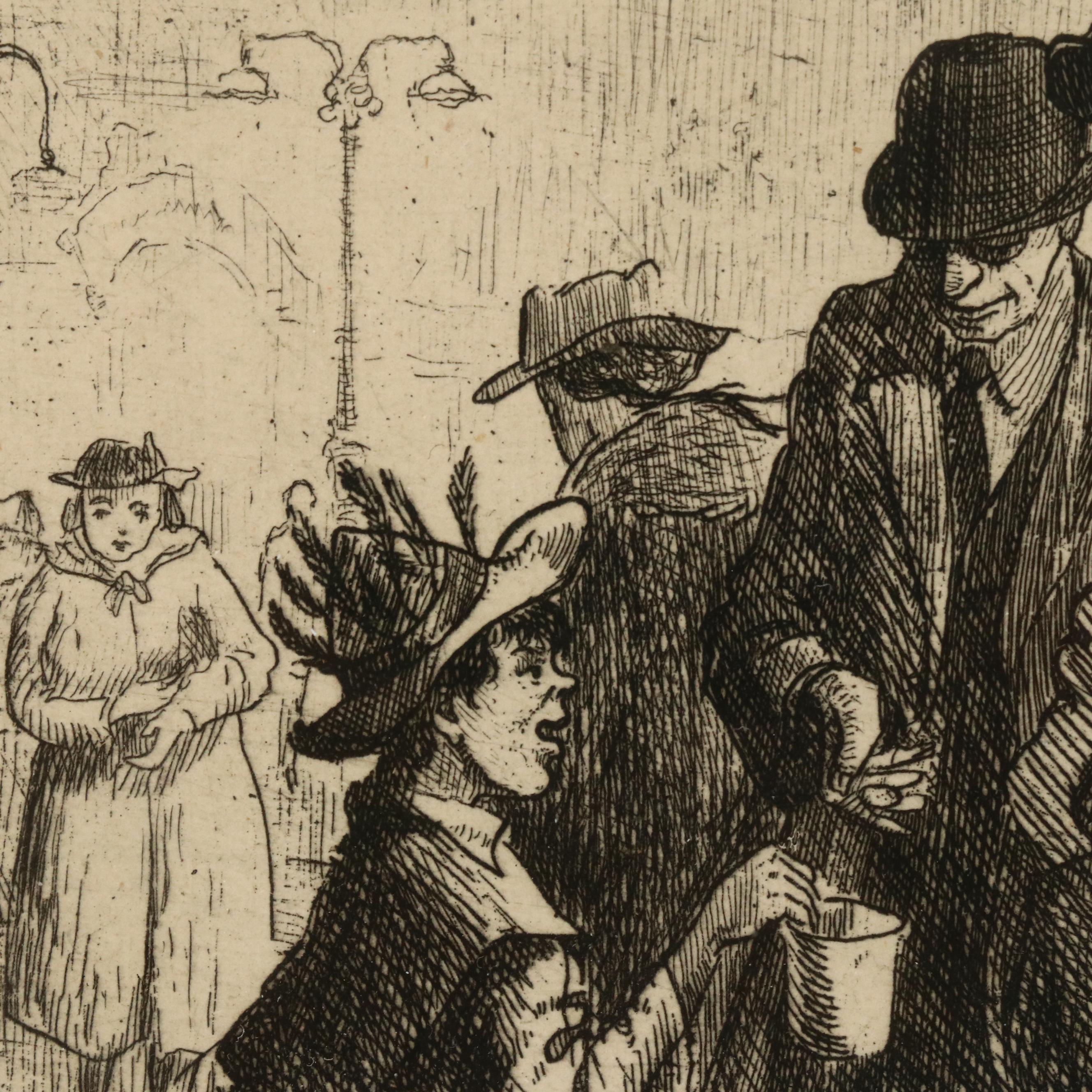 Lithograph After Honoré Daumier "Attends, attends..." and Illustrative Etching