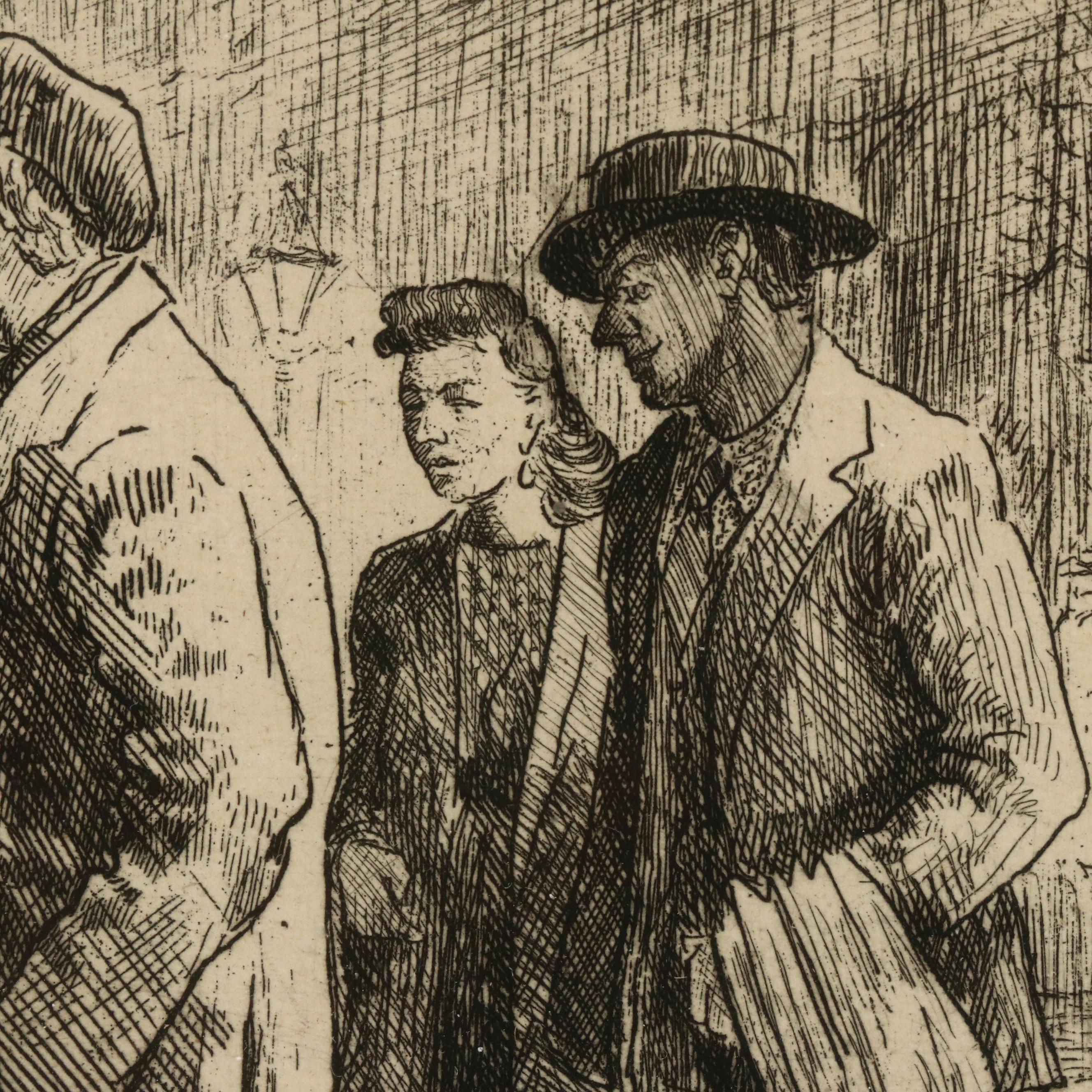 Lithograph After Honoré Daumier "Attends, attends..." and Illustrative Etching