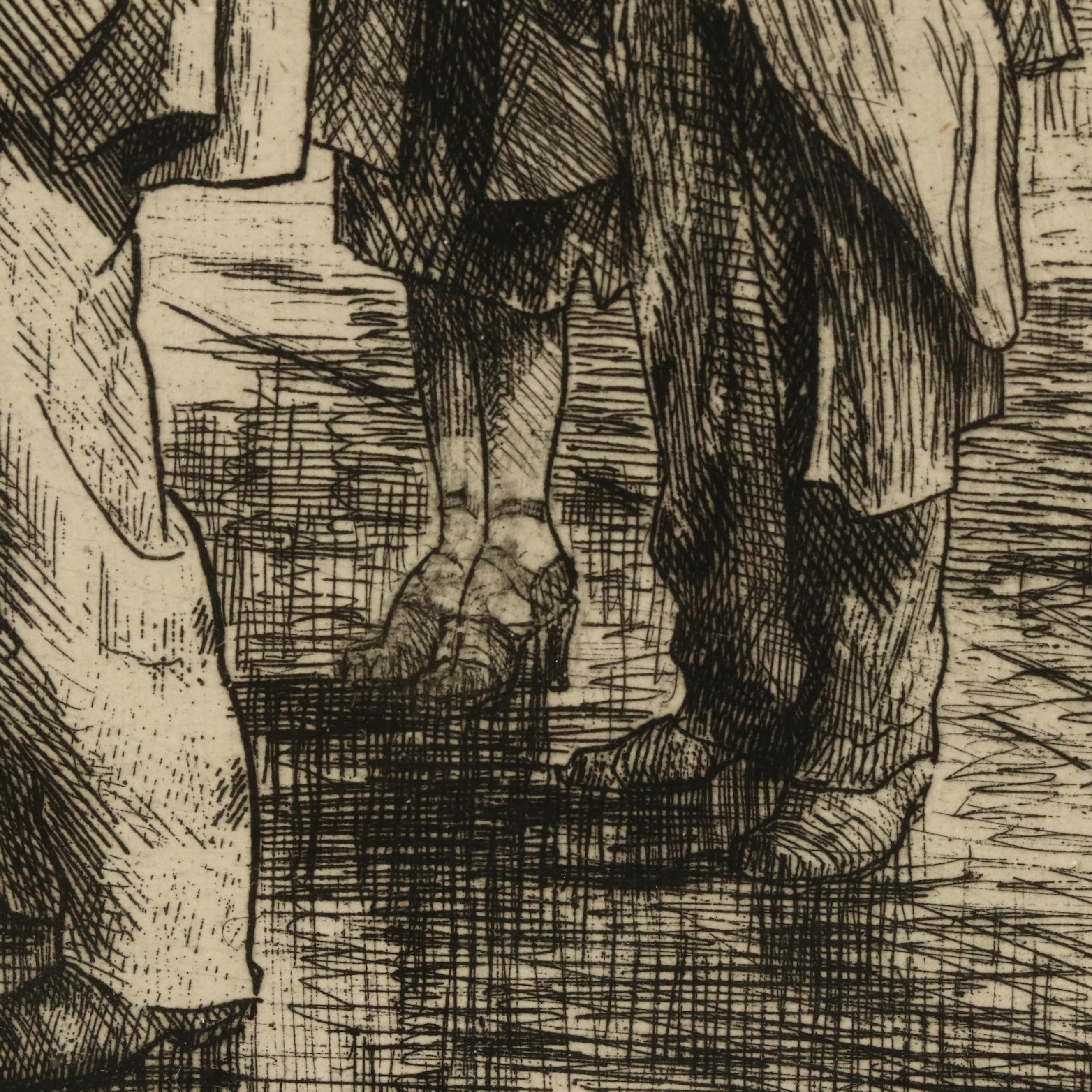 Lithograph After Honoré Daumier "Attends, attends..." and Illustrative Etching