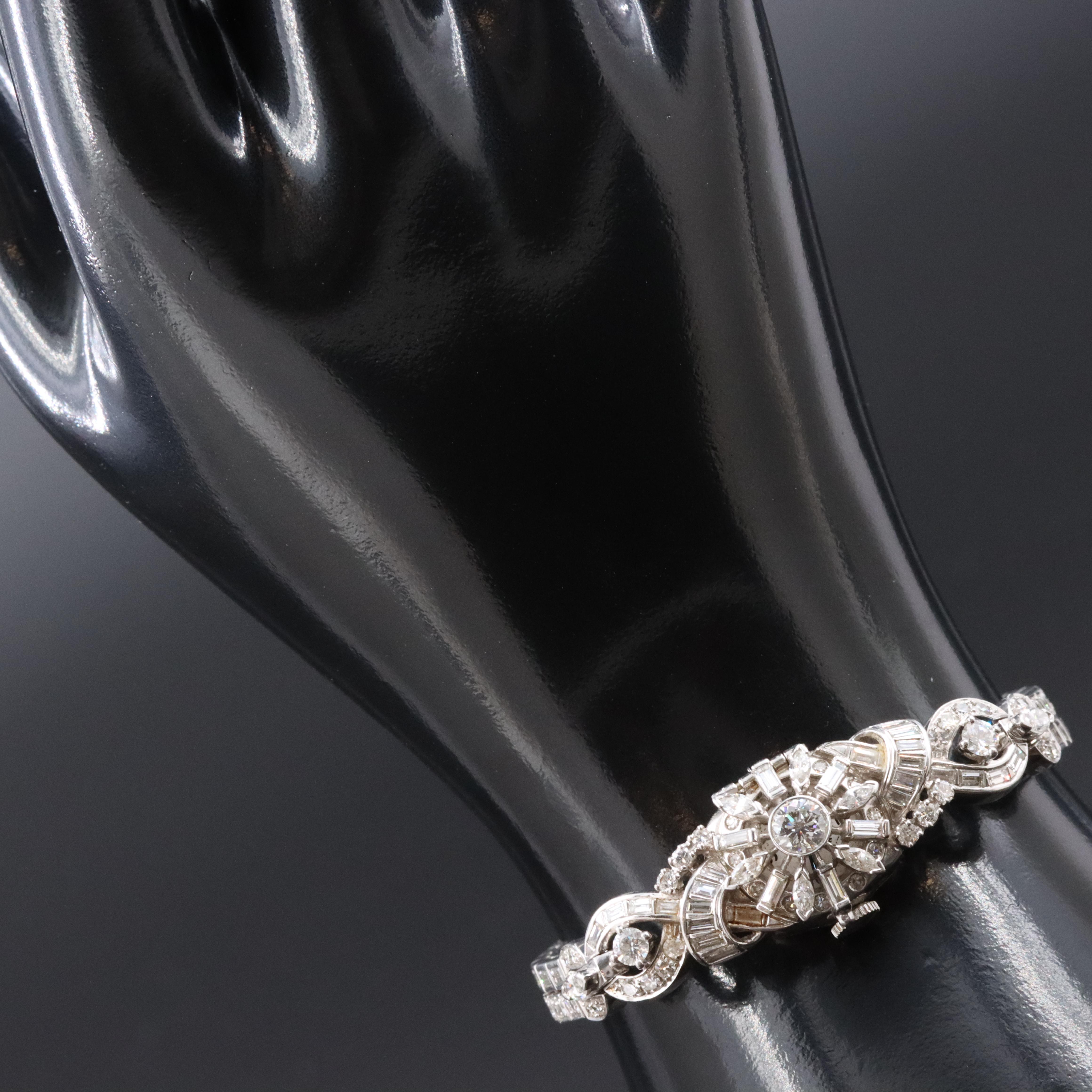 Art Deco Hamilton 6.00 CTW Diamond Platinum Hidden Dial Antique Cocktail Watch