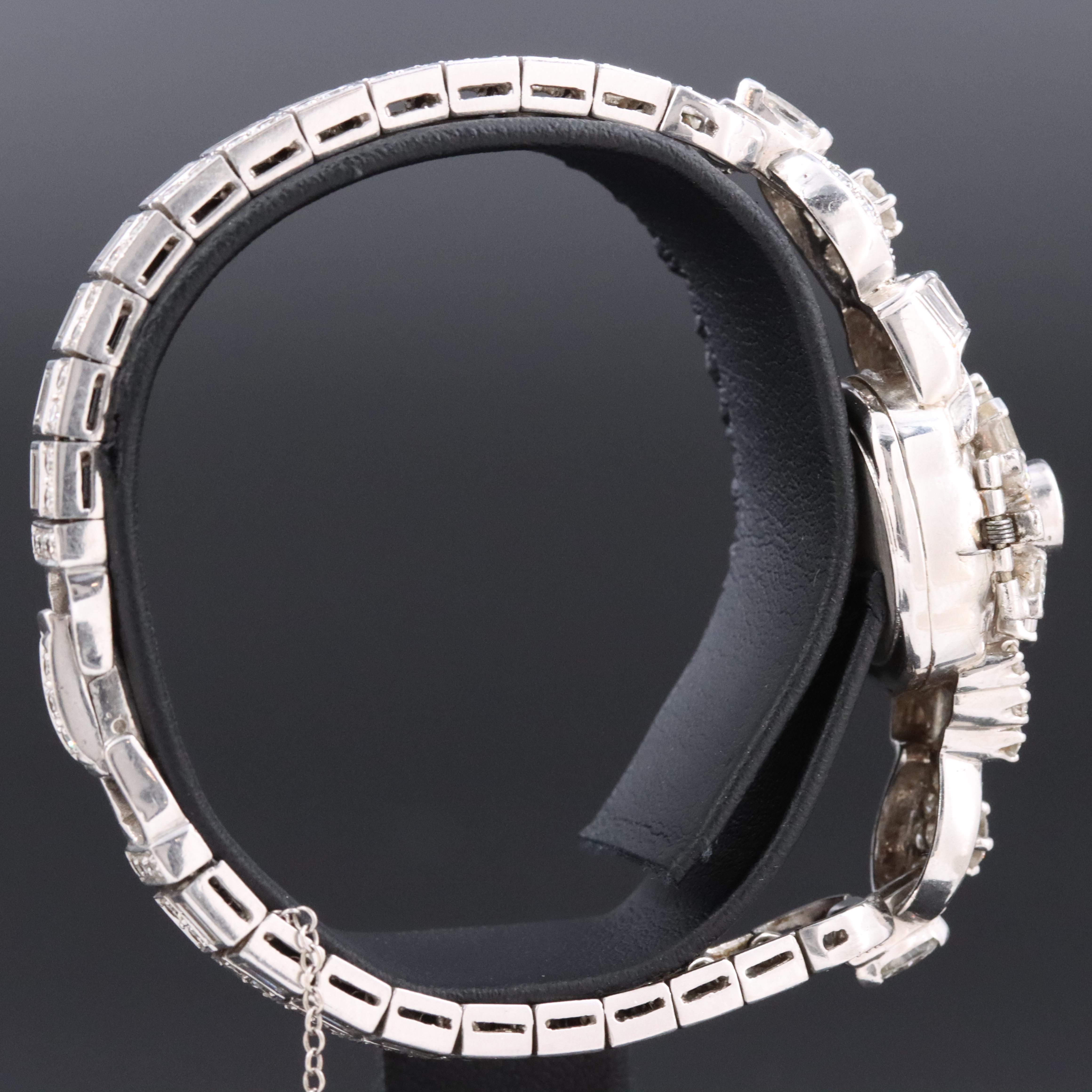 Art Deco Hamilton 6.00 CTW Diamond Platinum Hidden Dial Antique Cocktail Watch