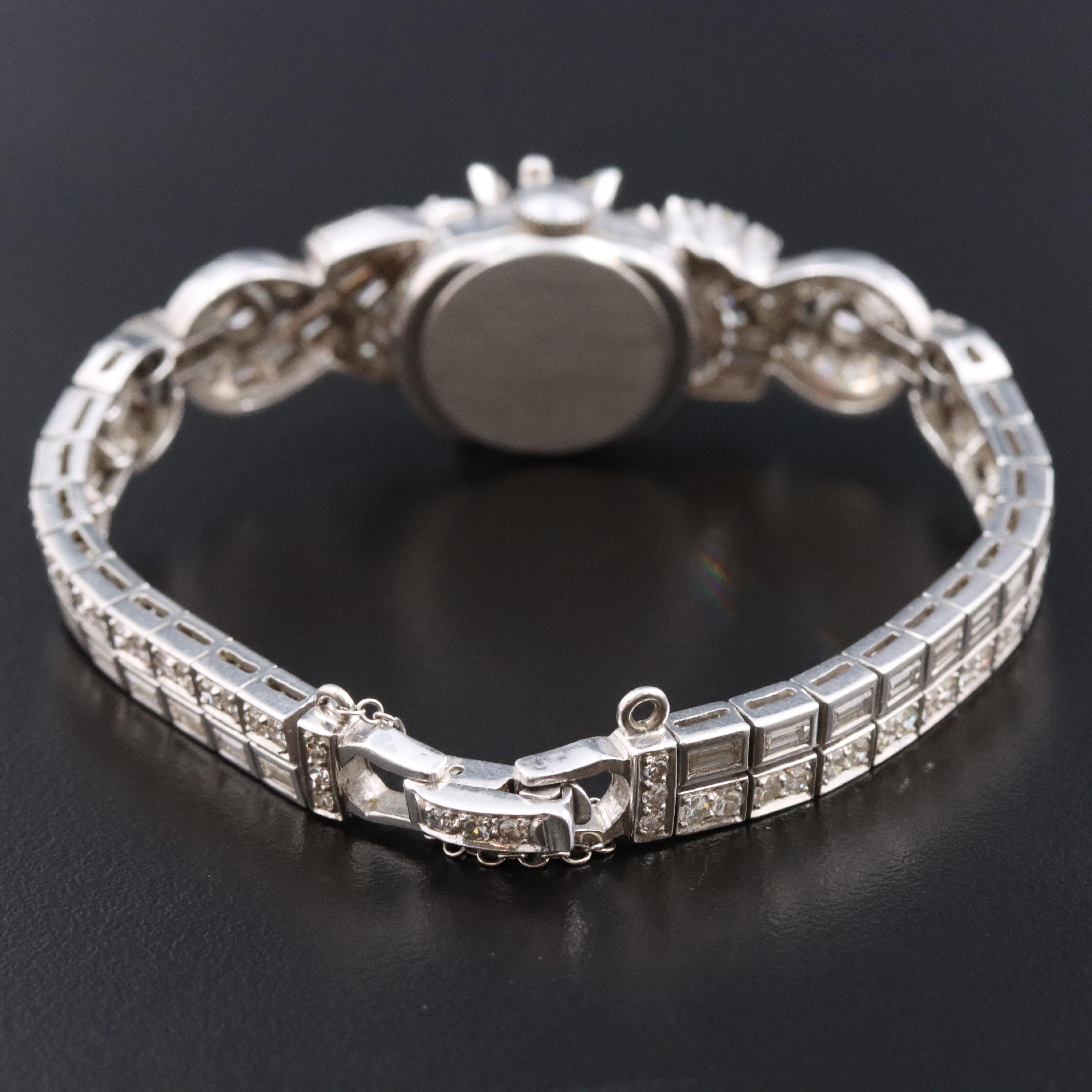 Art Deco Hamilton 6.00 CTW Diamond Platinum Hidden Dial Antique Cocktail Watch