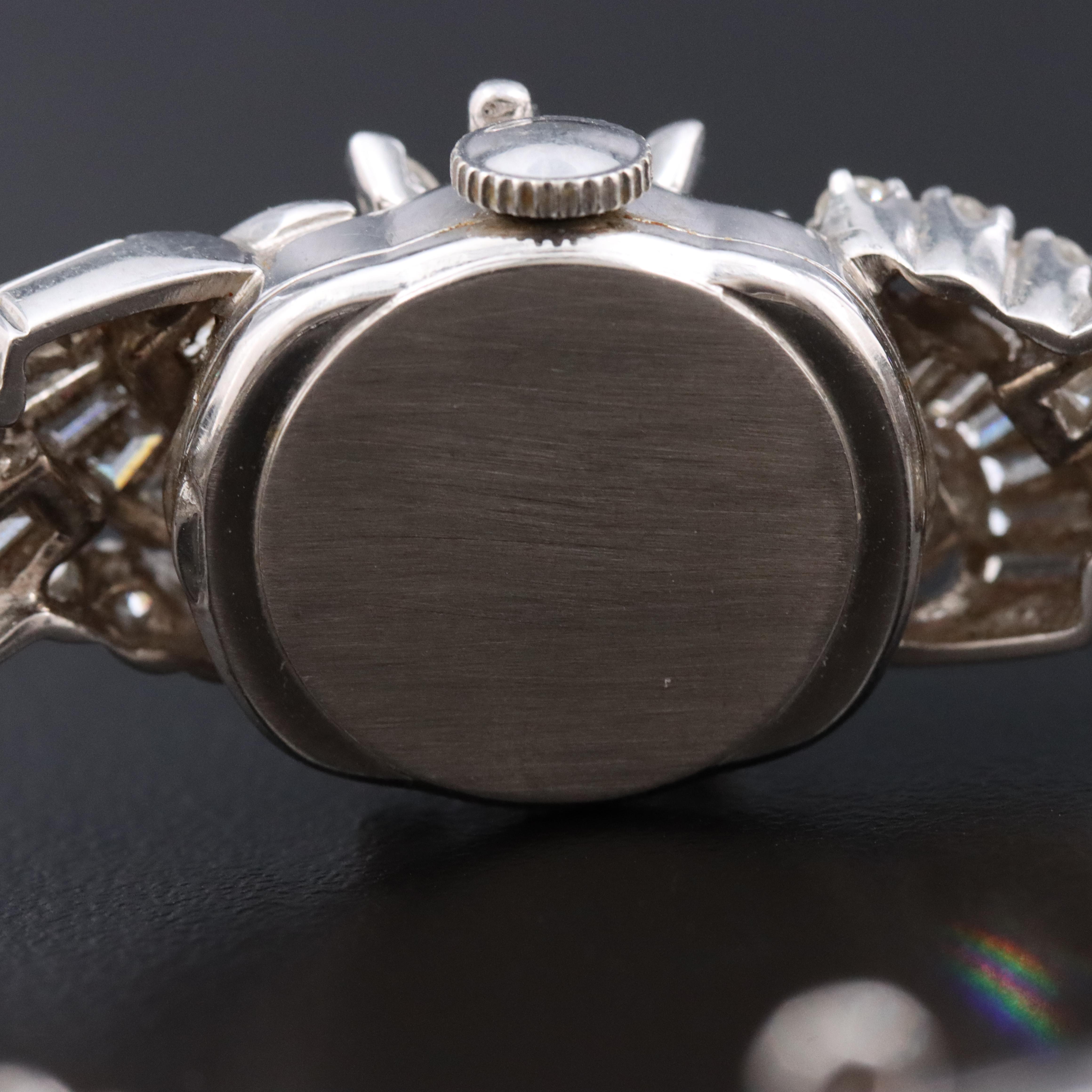 Art Deco Hamilton 6.00 CTW Diamond Platinum Hidden Dial Antique Cocktail Watch