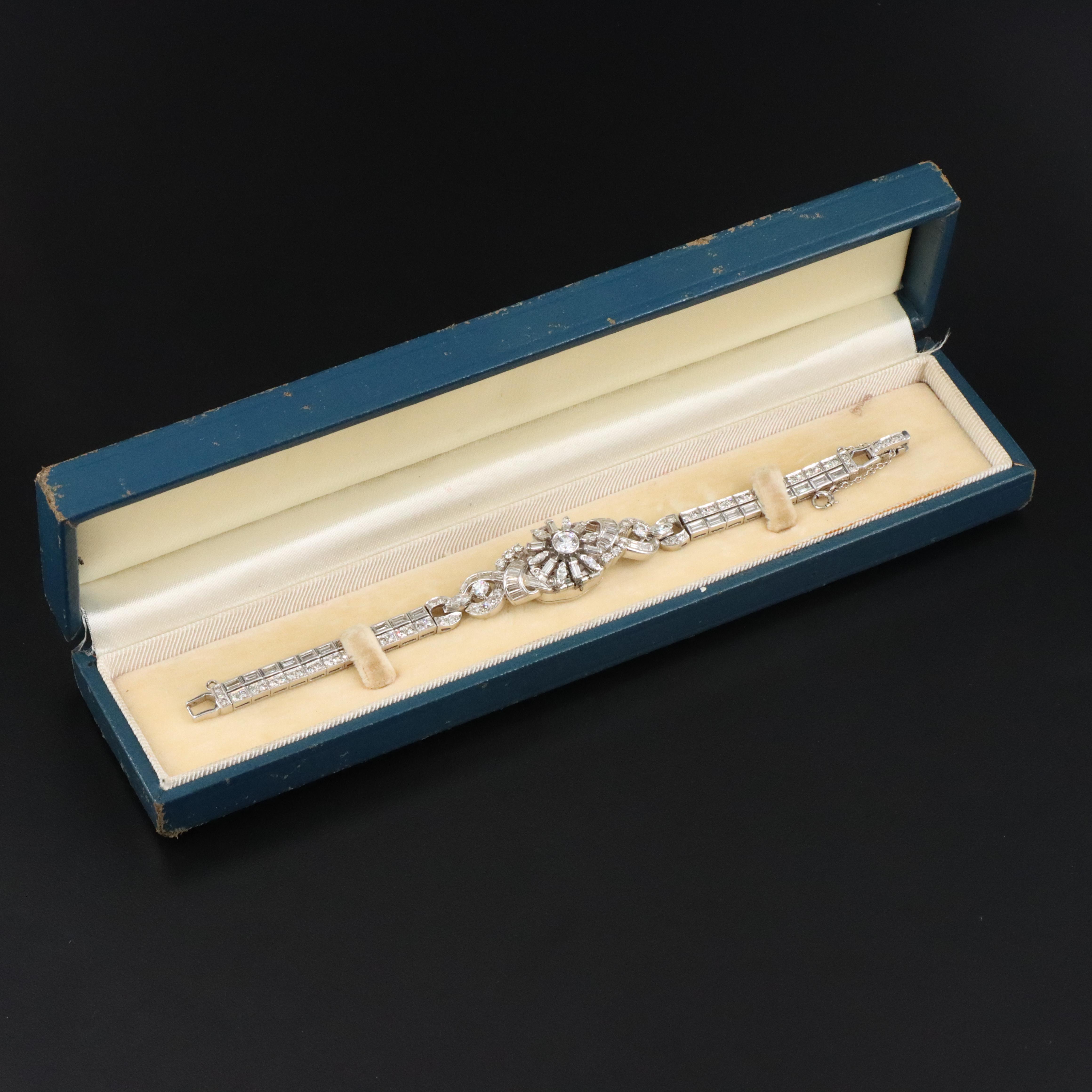 Art Deco Hamilton 6.00 CTW Diamond Platinum Hidden Dial Antique Cocktail Watch