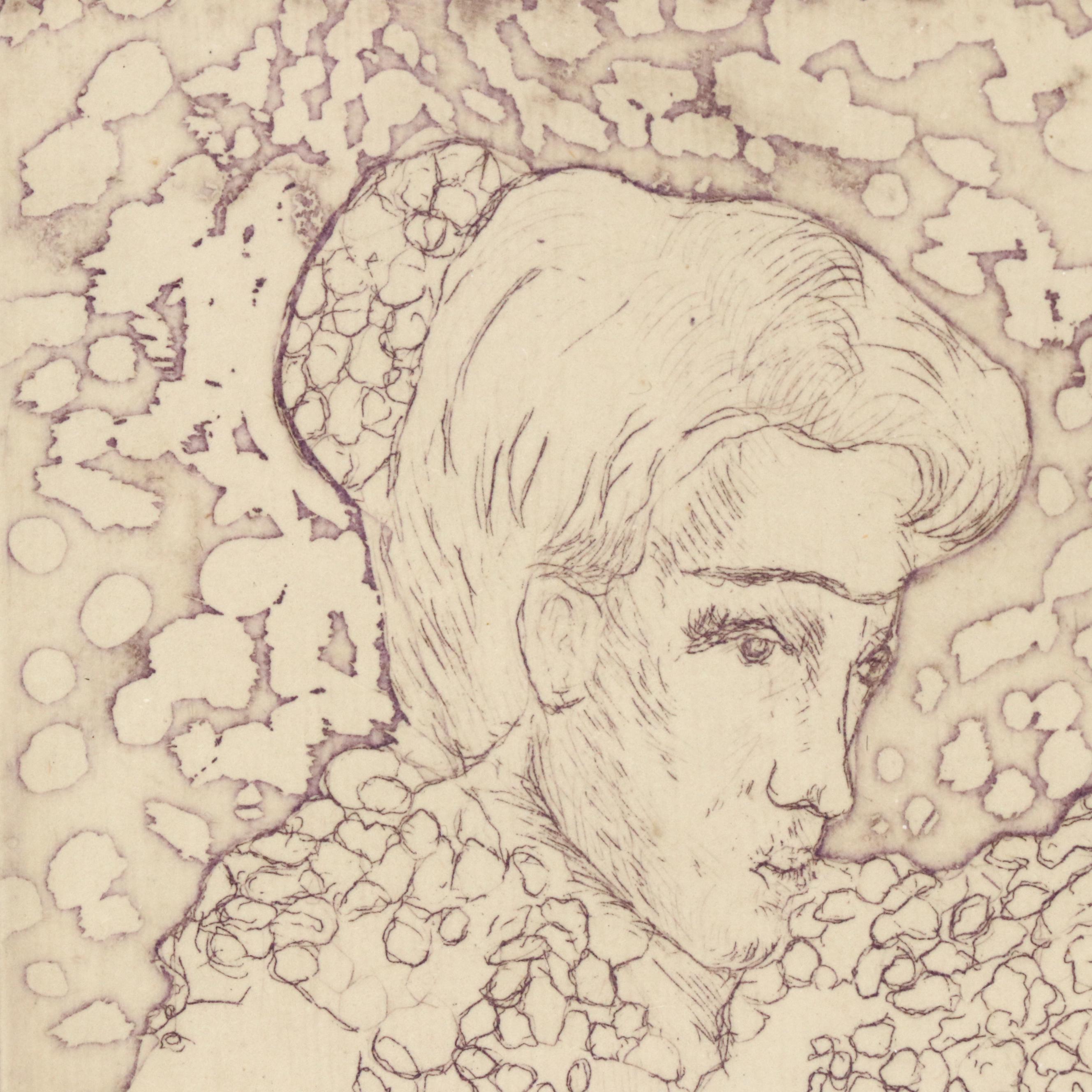 Stylized Portrait Etching "Deora," Mid–Late 20th Century