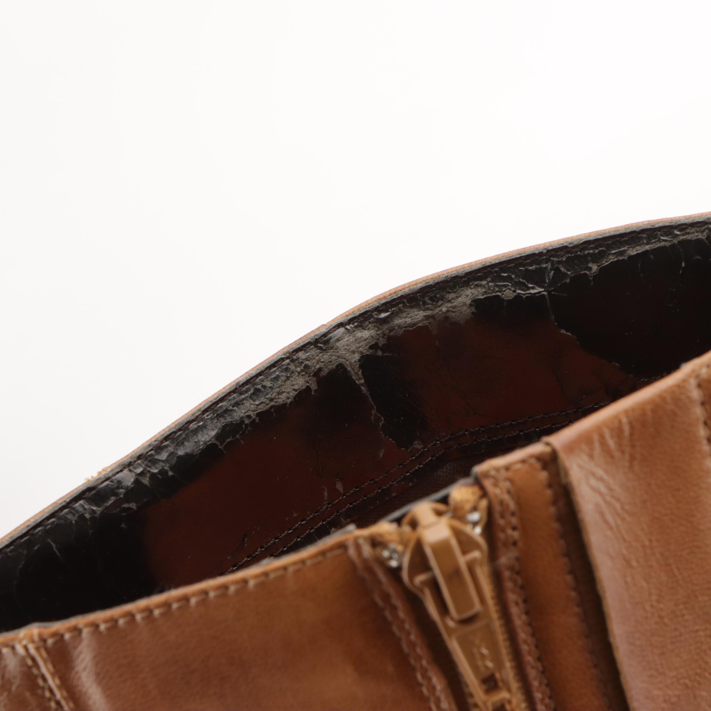 Maripé "Donna" Square-Toe Heeled Boots in Caramel Brown Leather