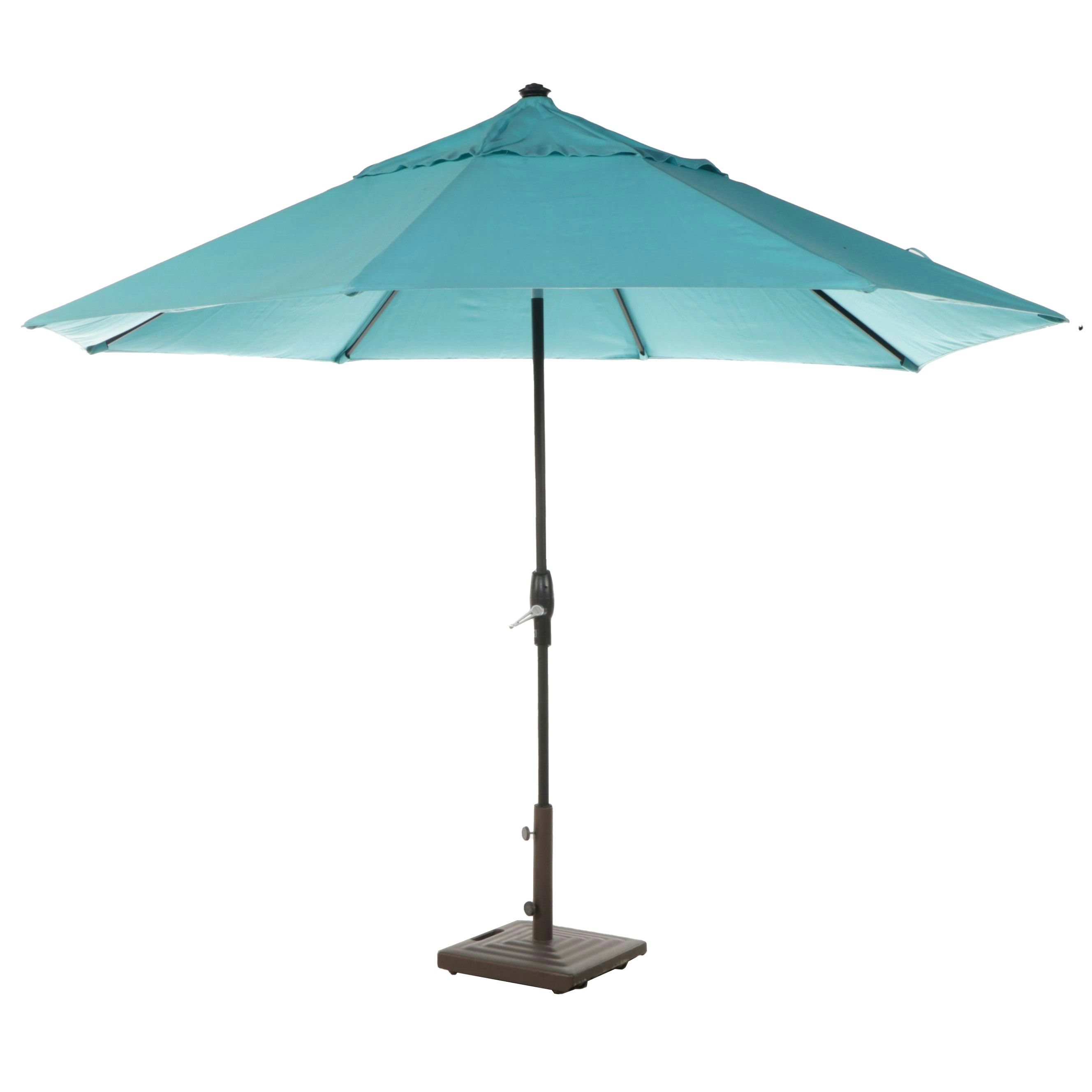 Frontgate Turquoise Patio Umbrella on Stand
