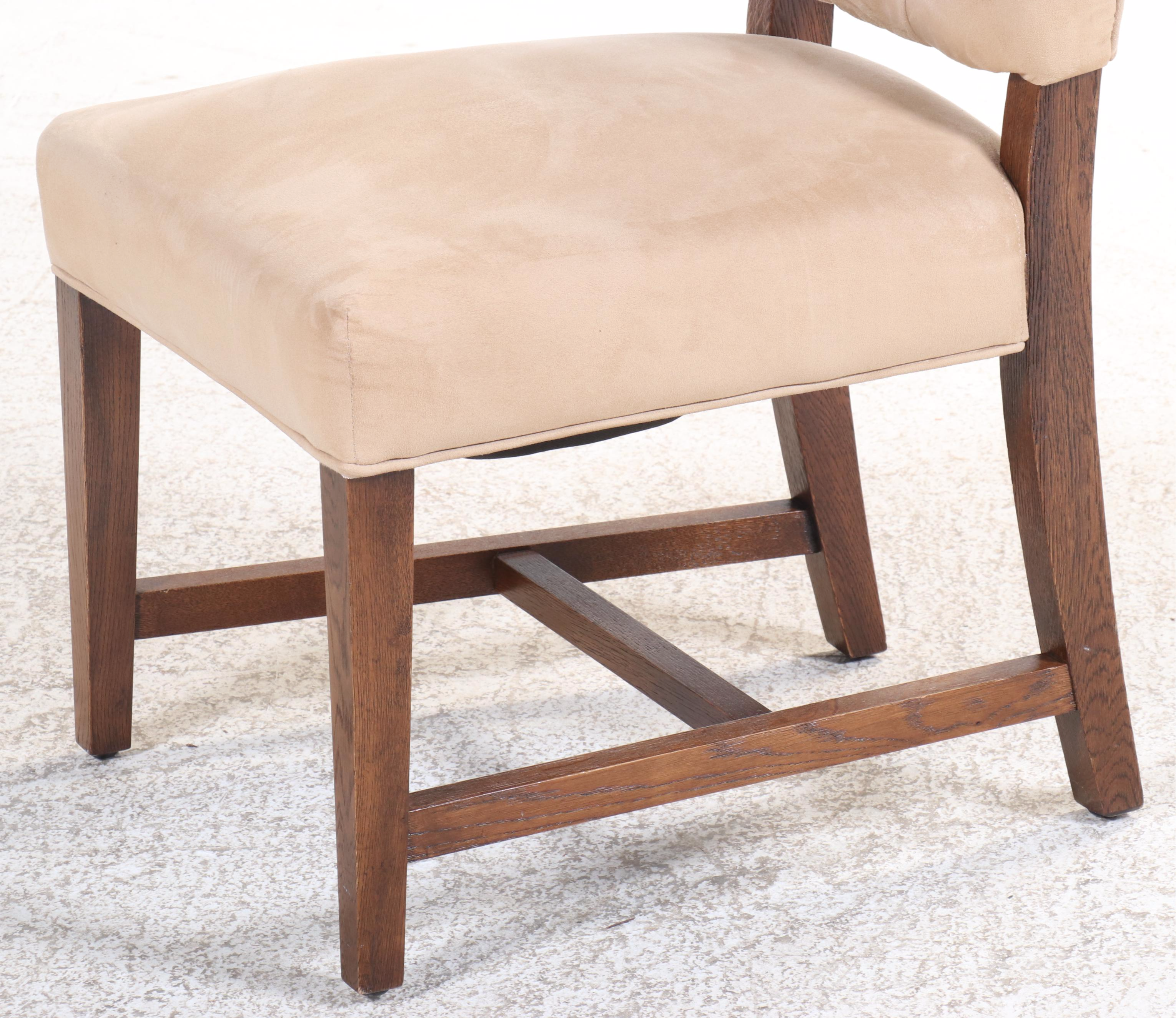 Set of Six Button-Tufted Microsuede Upholstered Dining Chairs