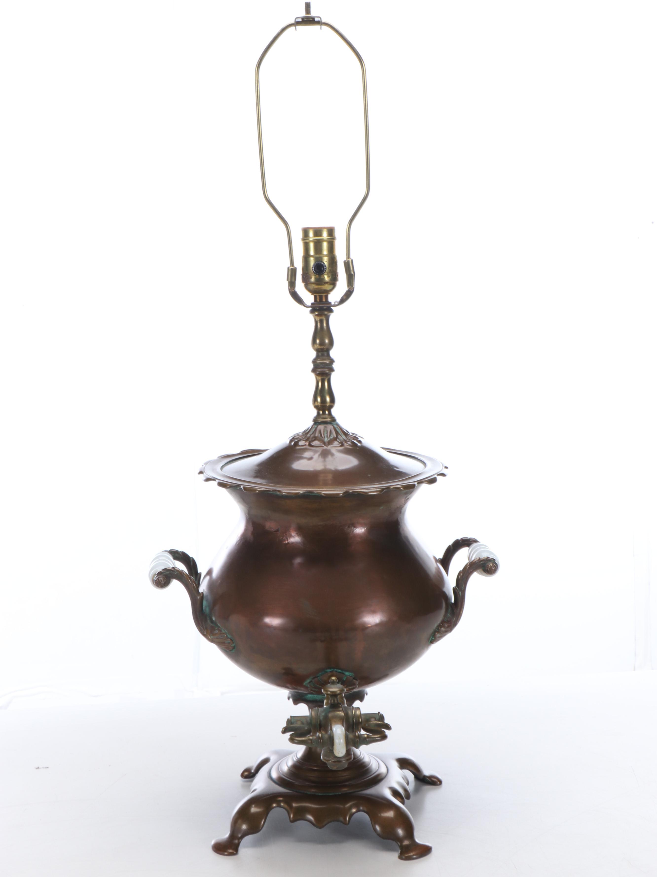 Copper Samovar Table Lamp with Kichler Silk Shade