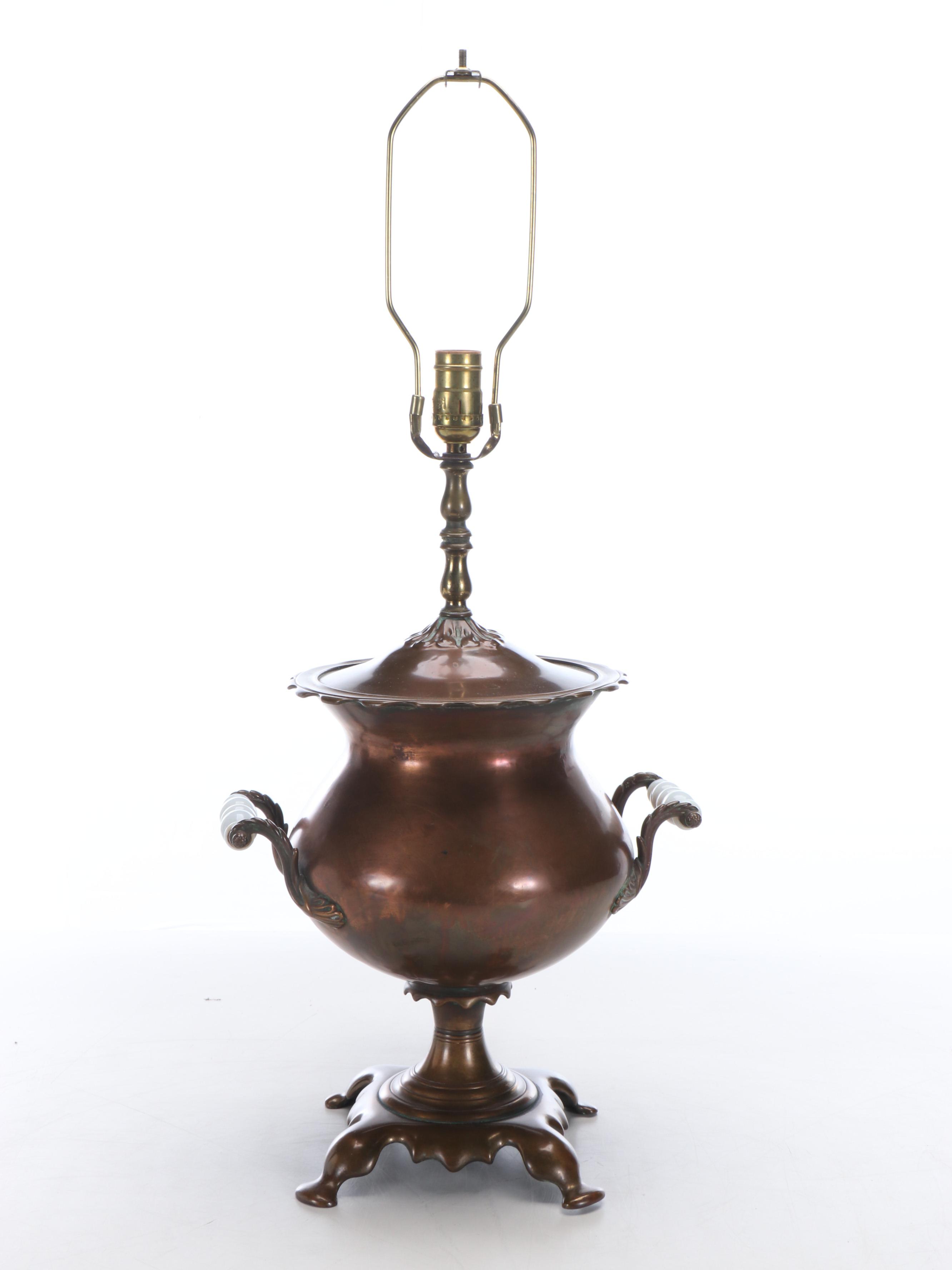 Copper Samovar Table Lamp with Kichler Silk Shade