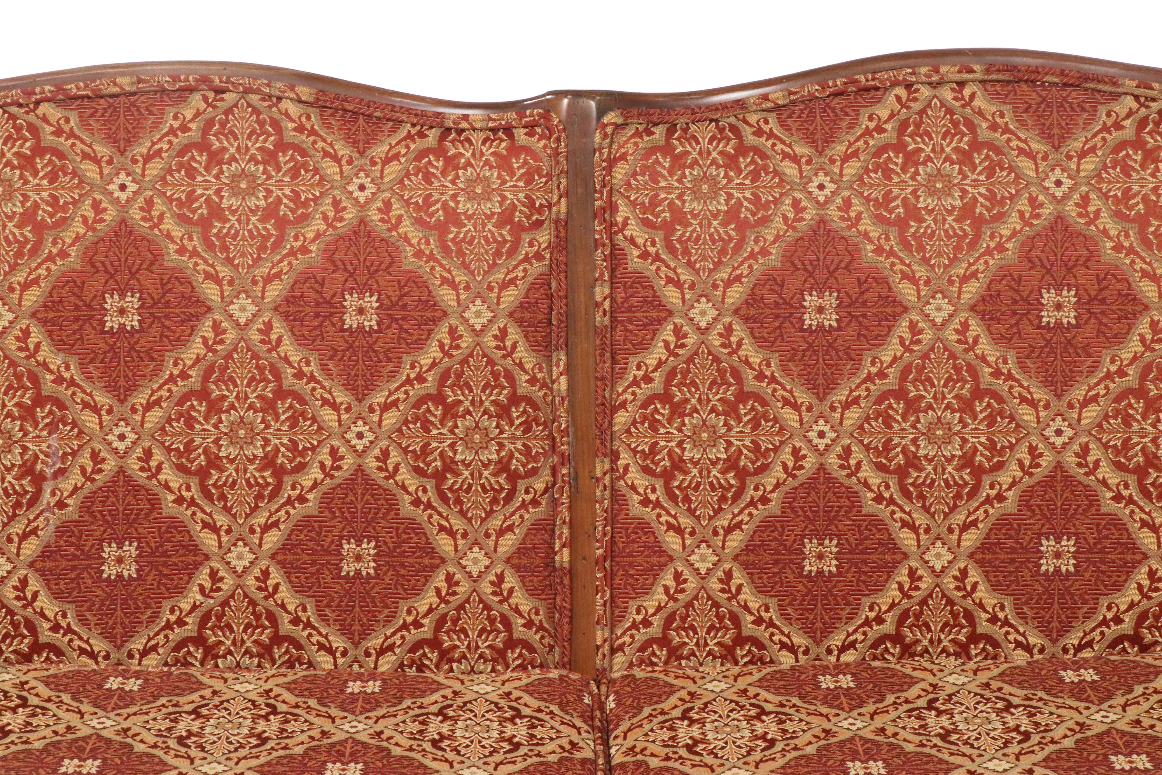 French Country Style Bench with Upholstered Back and Seat