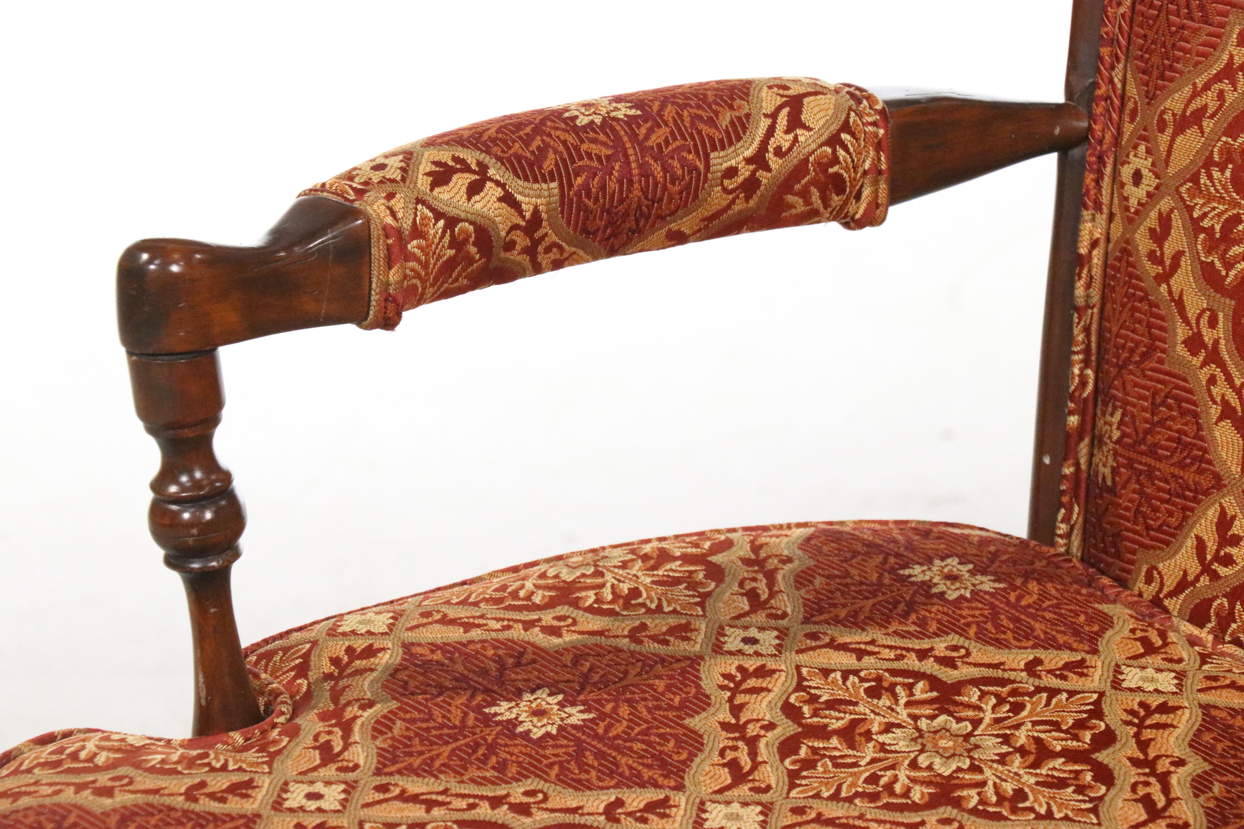 French Country Style Bench with Upholstered Back and Seat