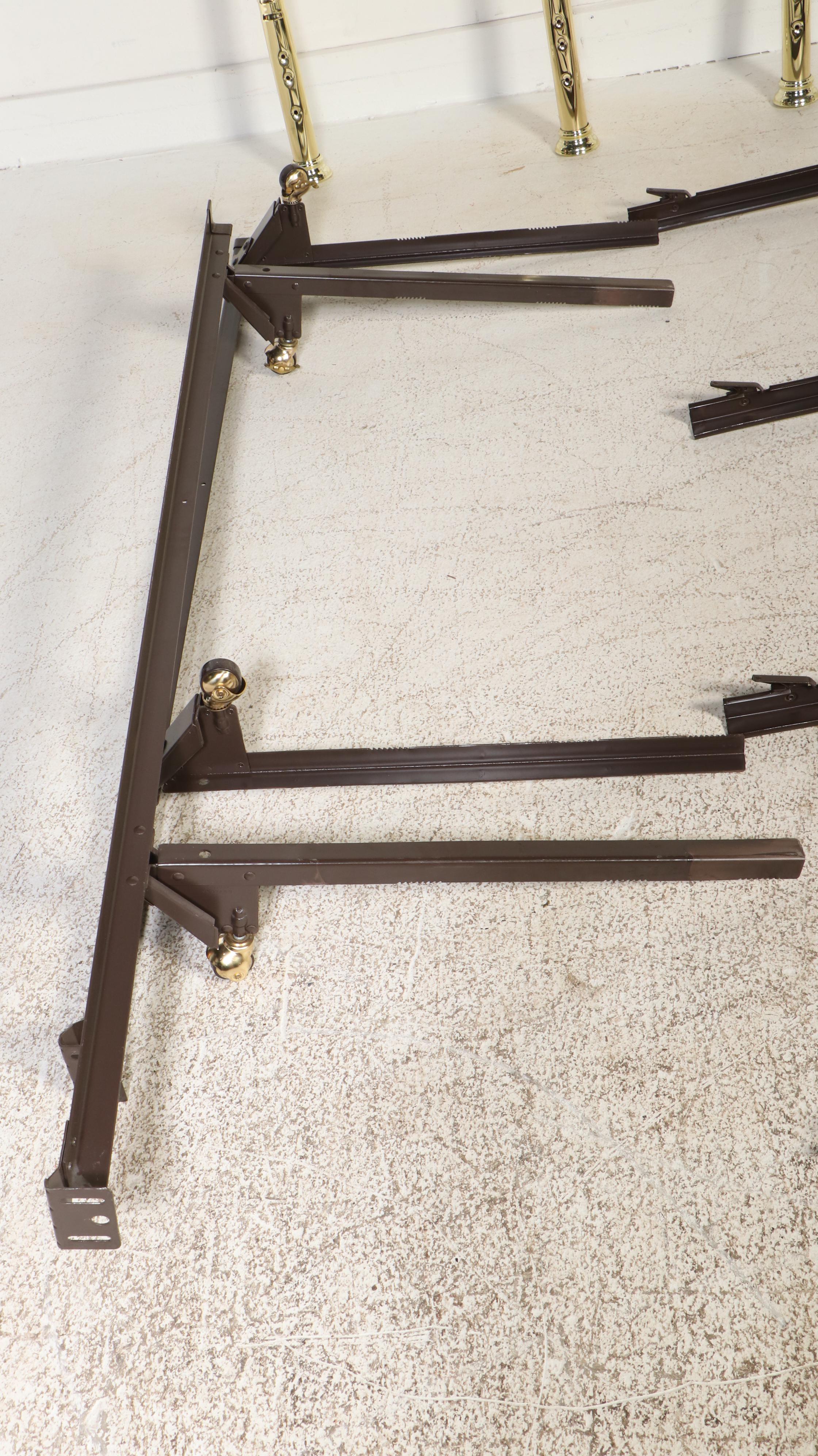 Pair of Victorian Style Lacquered Brass Twin Beds with Porcelain Orbs